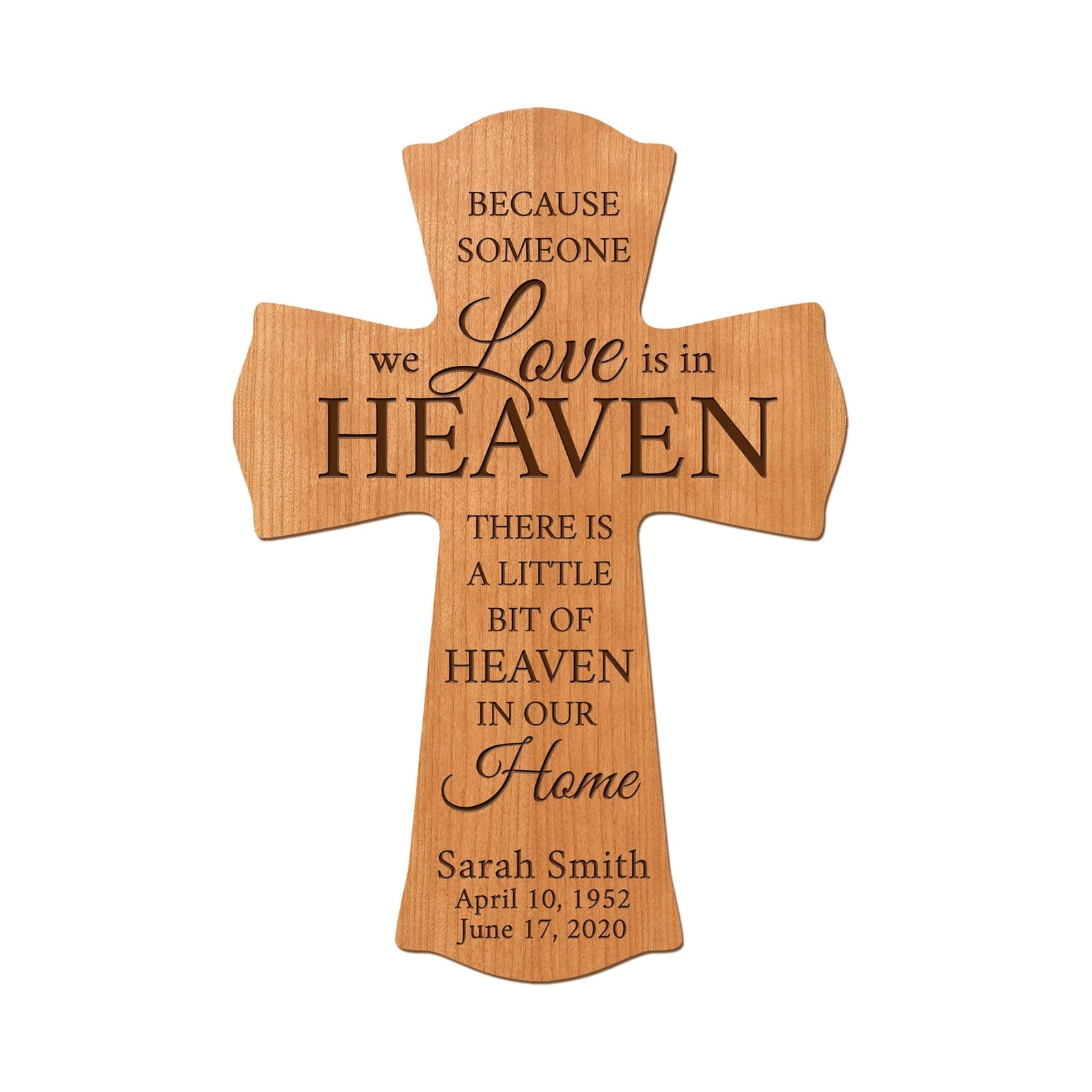 Custom Memorial Wall Cross 8” x 11.25” - Because Someone We Love - LifeSong Milestones