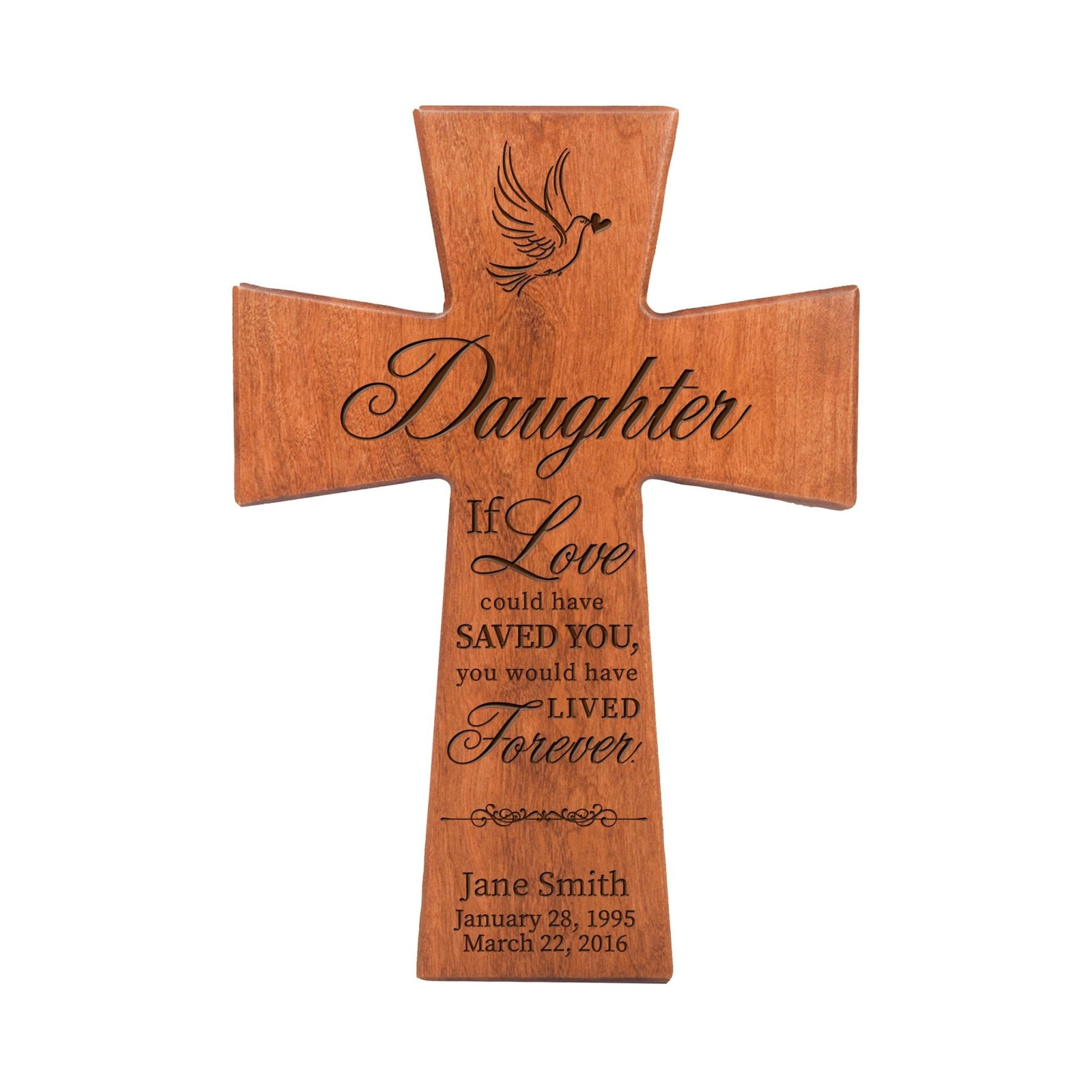 Custom Memorial Wooden Cross 12x17 Daughter, If Love Could - LifeSong Milestones