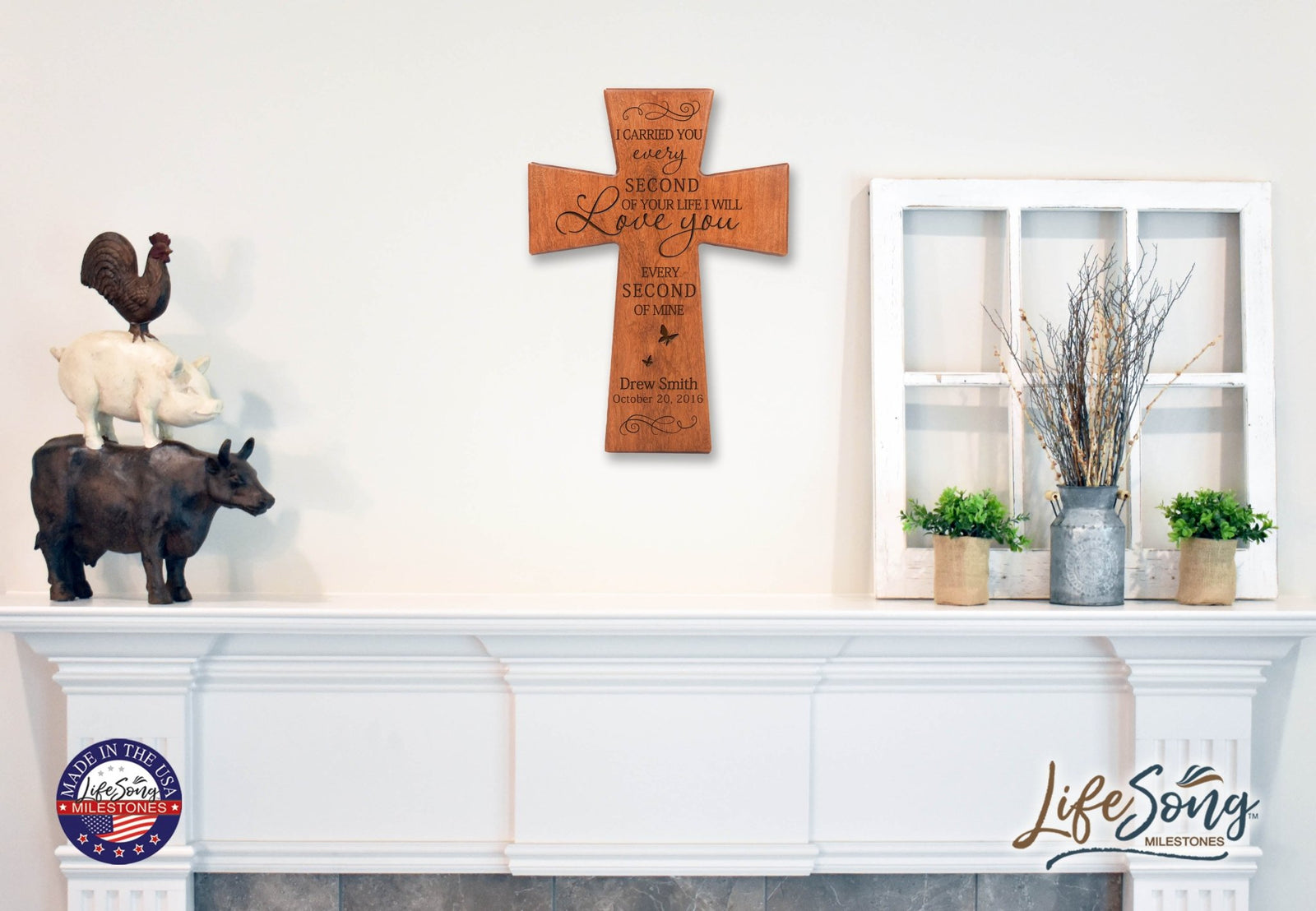Custom Memorial Wooden Cross 12x17 I Carried You Butterfly - LifeSong Milestones