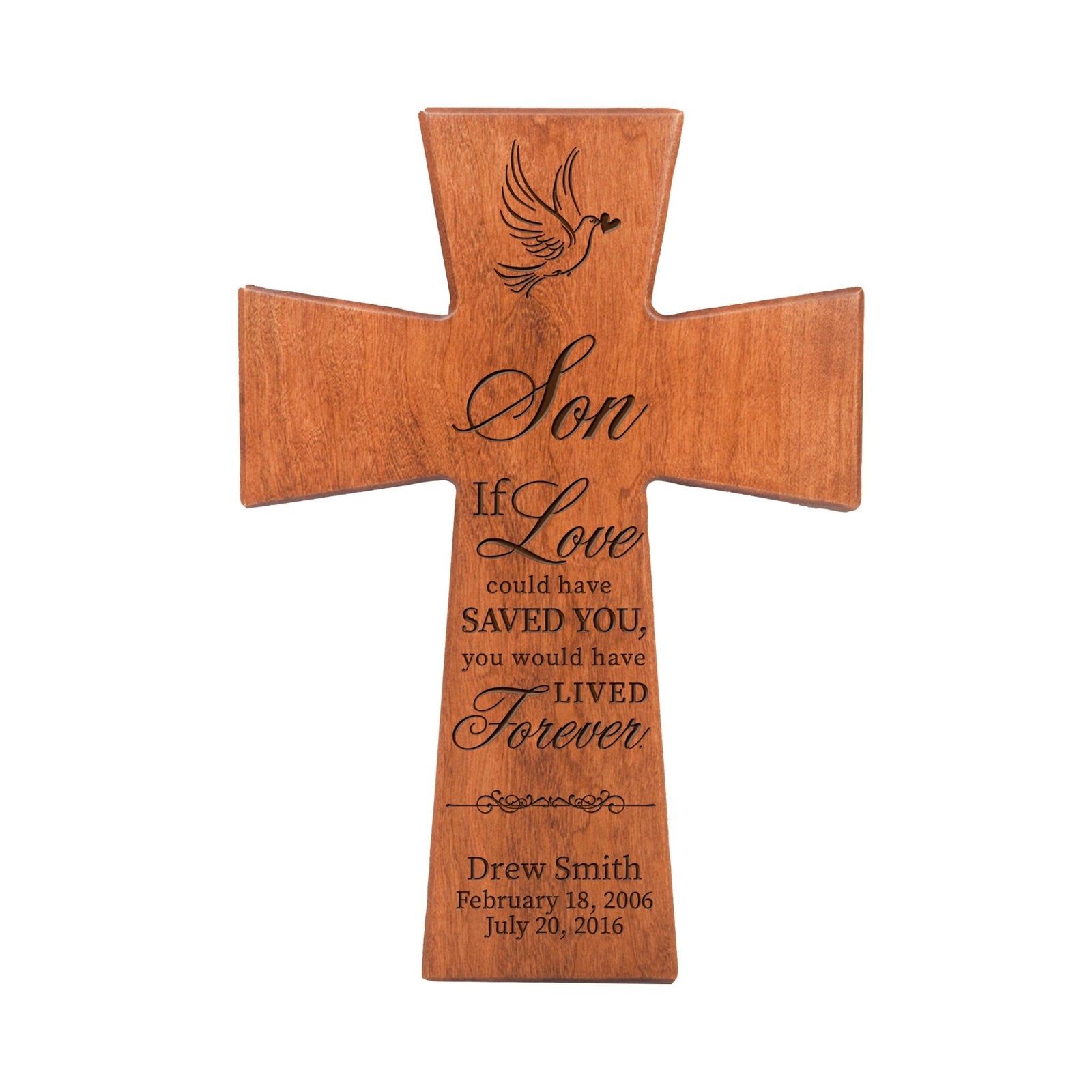Custom Memorial Wooden Cross 12x17 Son, If Love Could Have - LifeSong Milestones