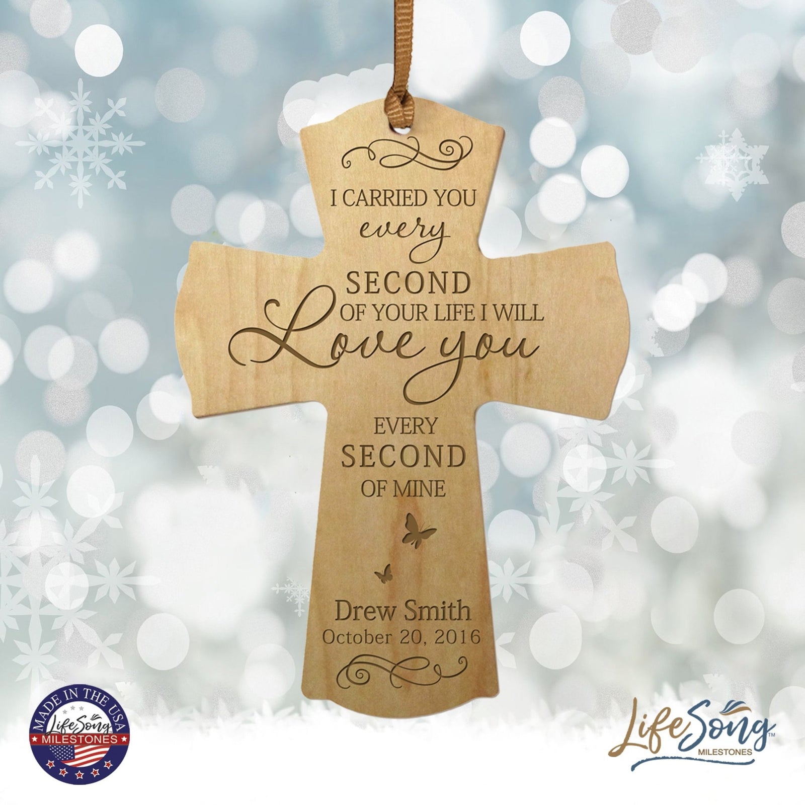 Custom Memorial Wooden Cross 4x6 I Carried You Butterfly - LifeSong Milestones