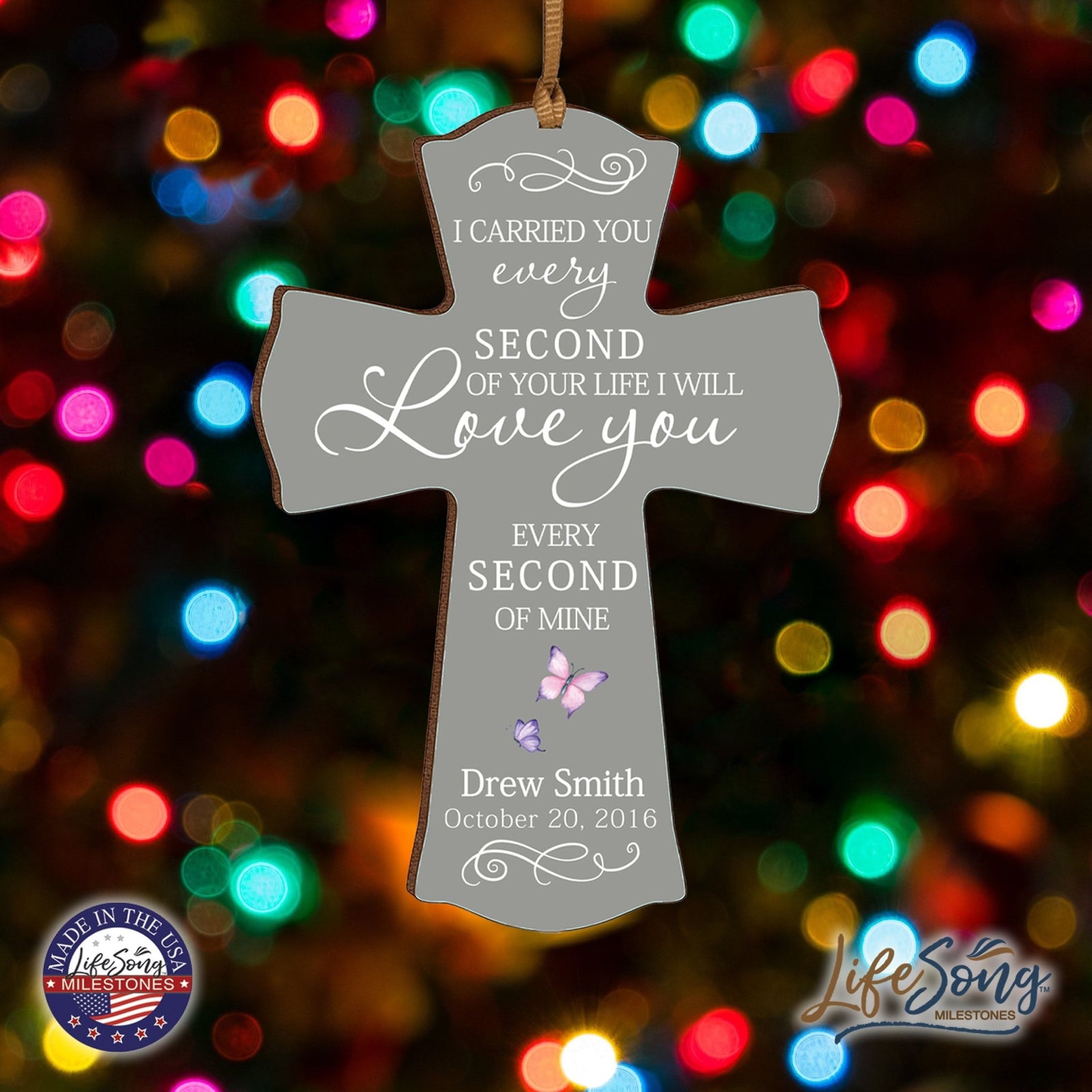 Custom Memorial Wooden Cross 4x6 I Carried You Butterfly - LifeSong Milestones