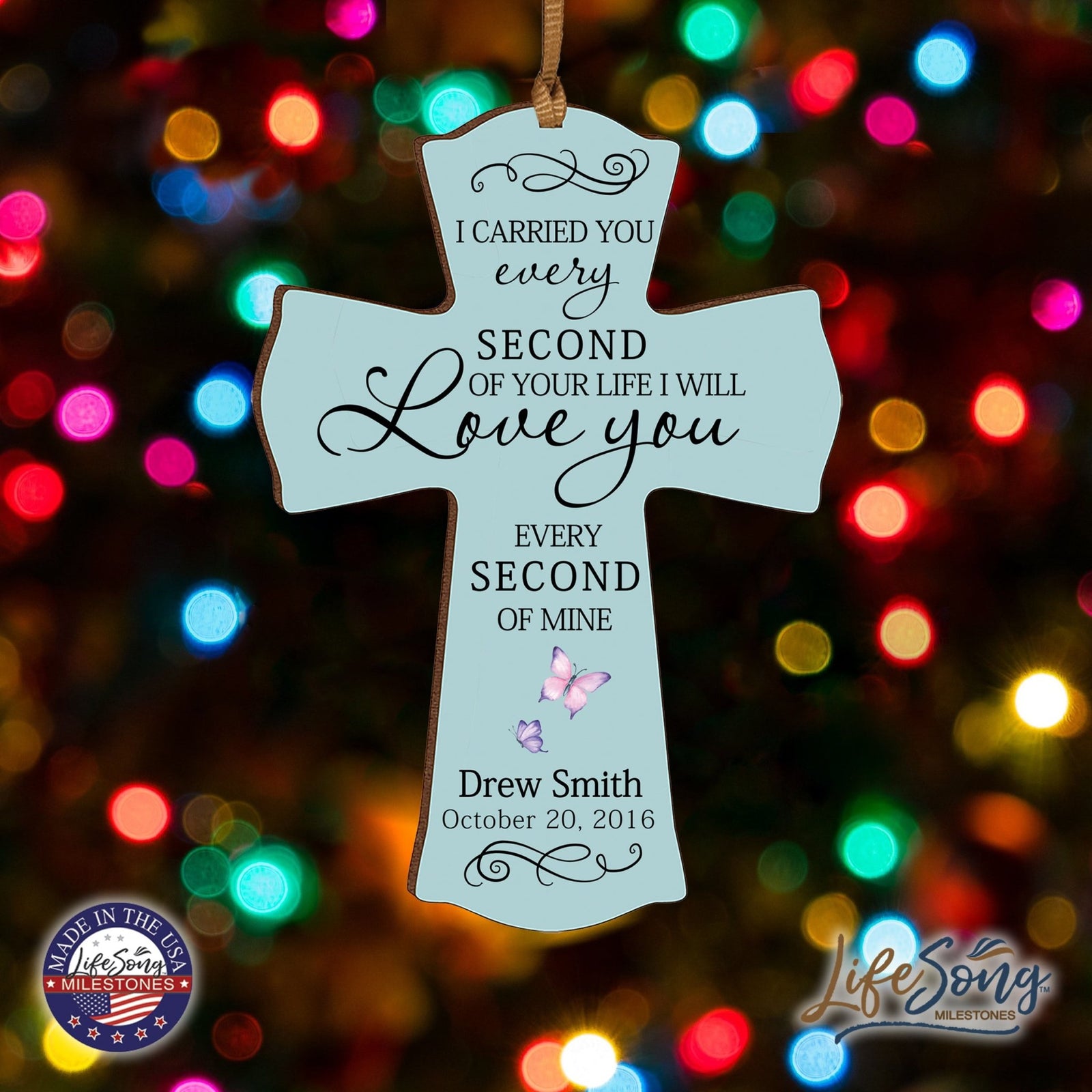 Custom Memorial Wooden Cross 4x6 I Carried You Butterfly - LifeSong Milestones