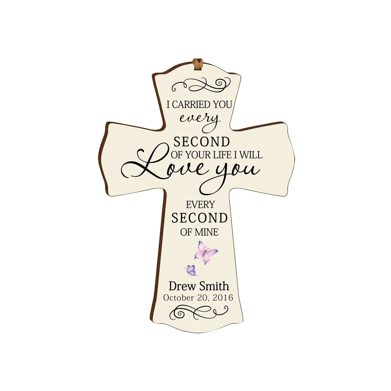 Custom Memorial Wooden Cross 4x6 I Carried You Butterfly - LifeSong Milestones