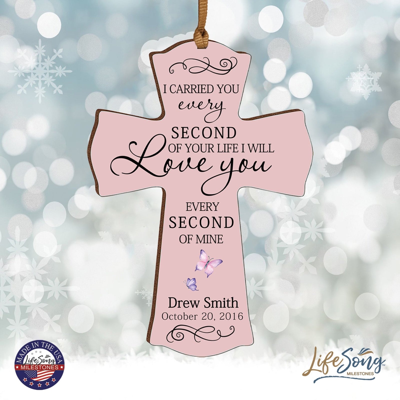 Custom Memorial Wooden Cross 4x6 I Carried You Butterfly - LifeSong Milestones