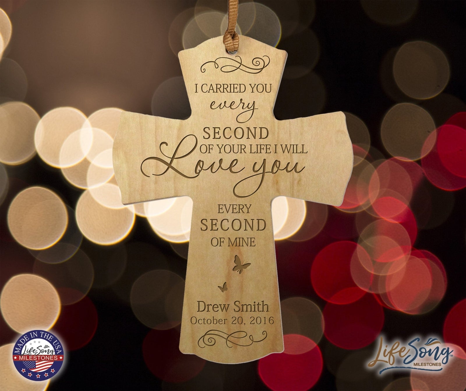 Custom Memorial Wooden Cross 4x6 I Carried You Butterfly - LifeSong Milestones