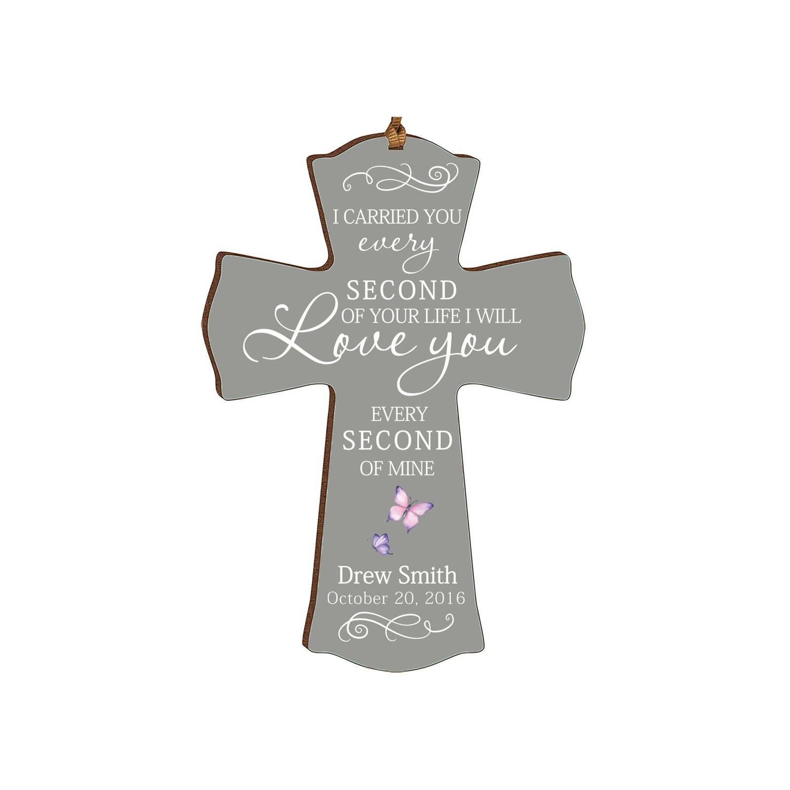 Custom Memorial Wooden Cross 4x6 I Carried You Butterfly - LifeSong Milestones