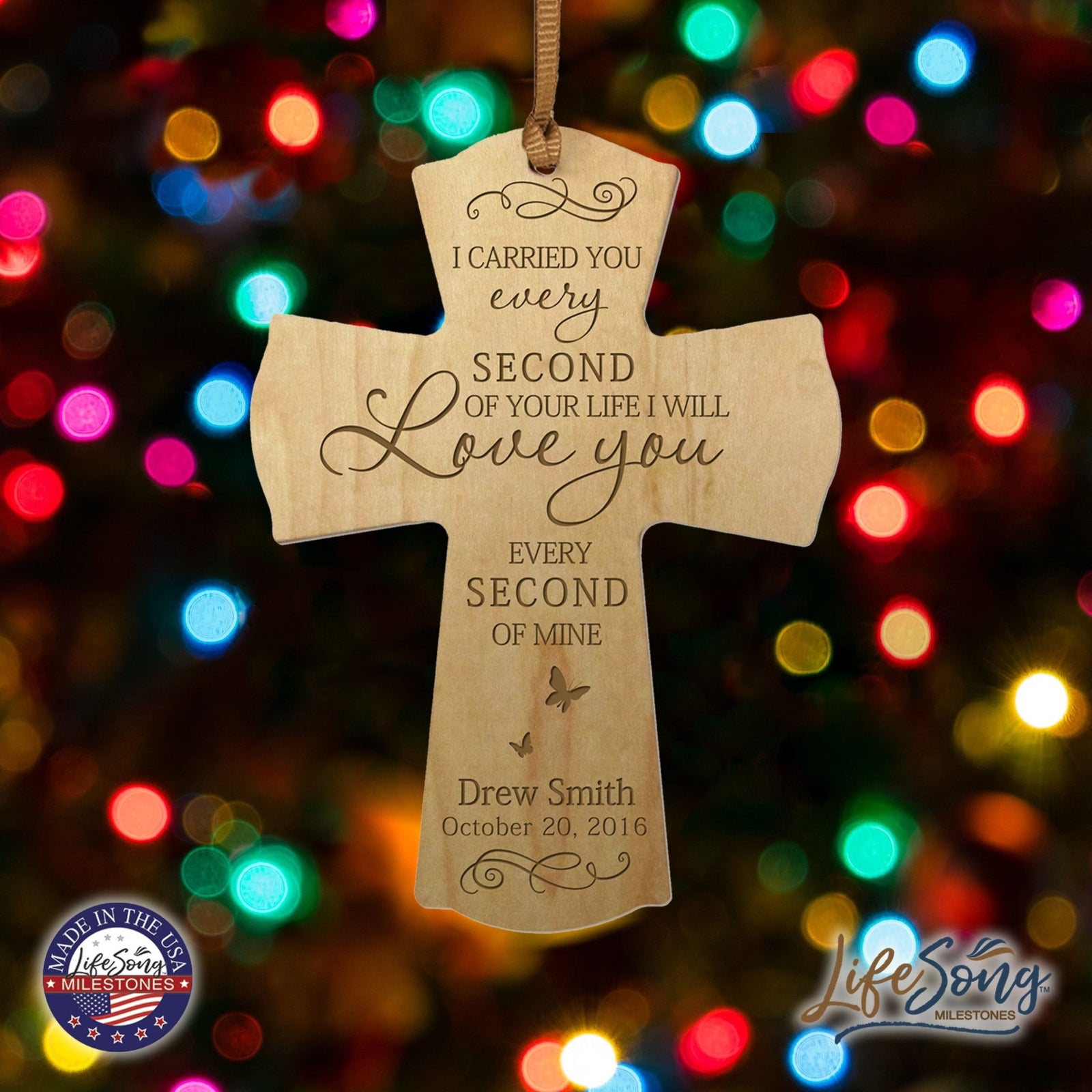 Custom Memorial Wooden Cross 4x6 I Carried You Butterfly - LifeSong Milestones