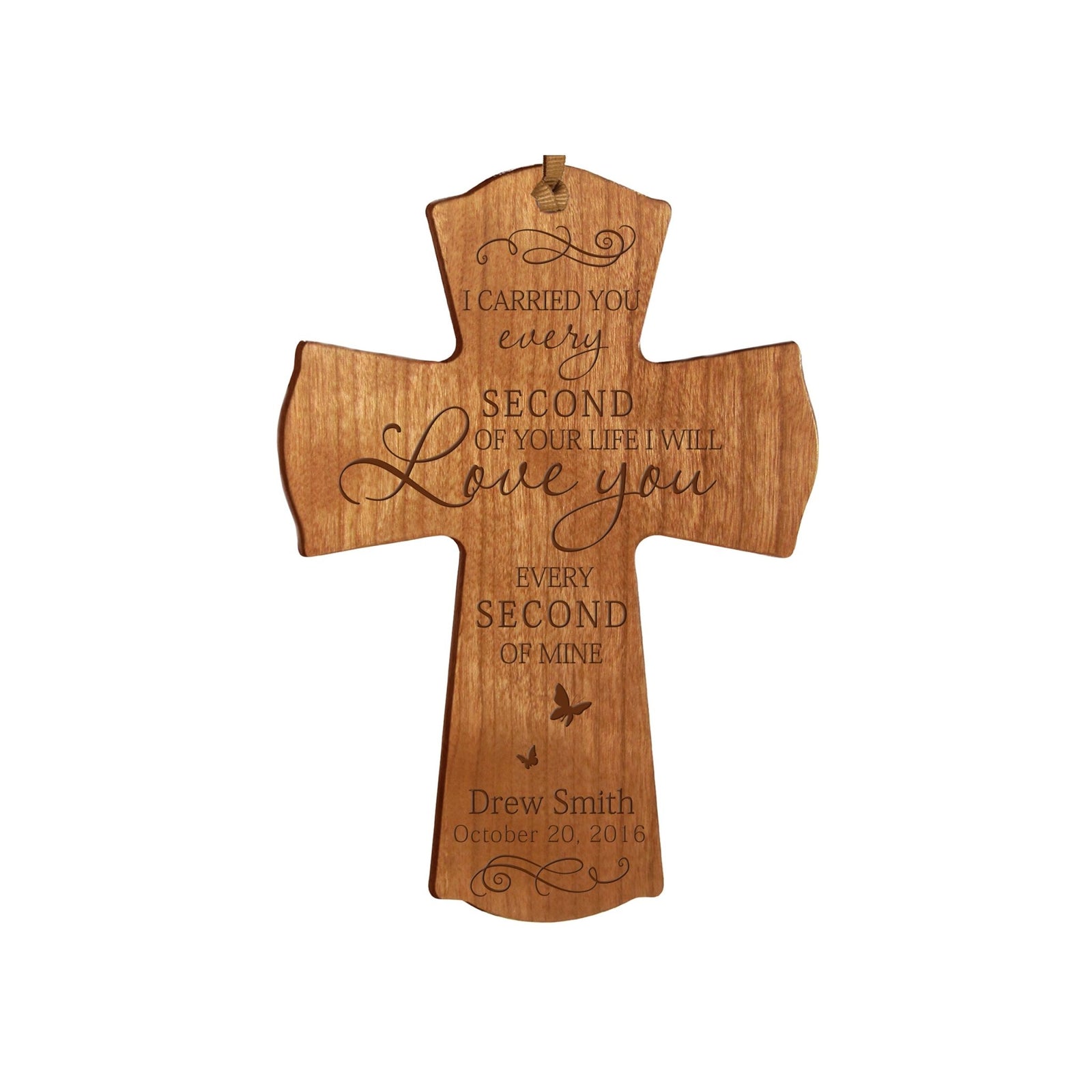 Custom Memorial Wooden Cross 4x6 I Carried You Butterfly - LifeSong Milestones