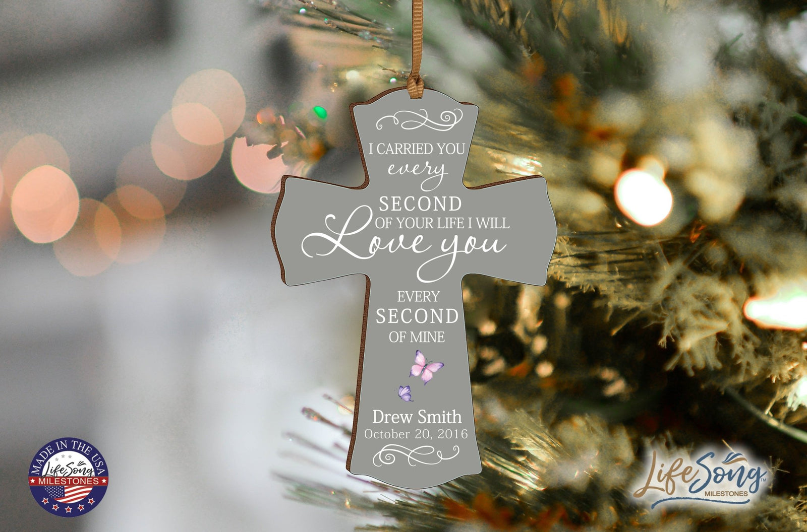 Custom Memorial Wooden Cross 4x6 I Carried You Butterfly - LifeSong Milestones