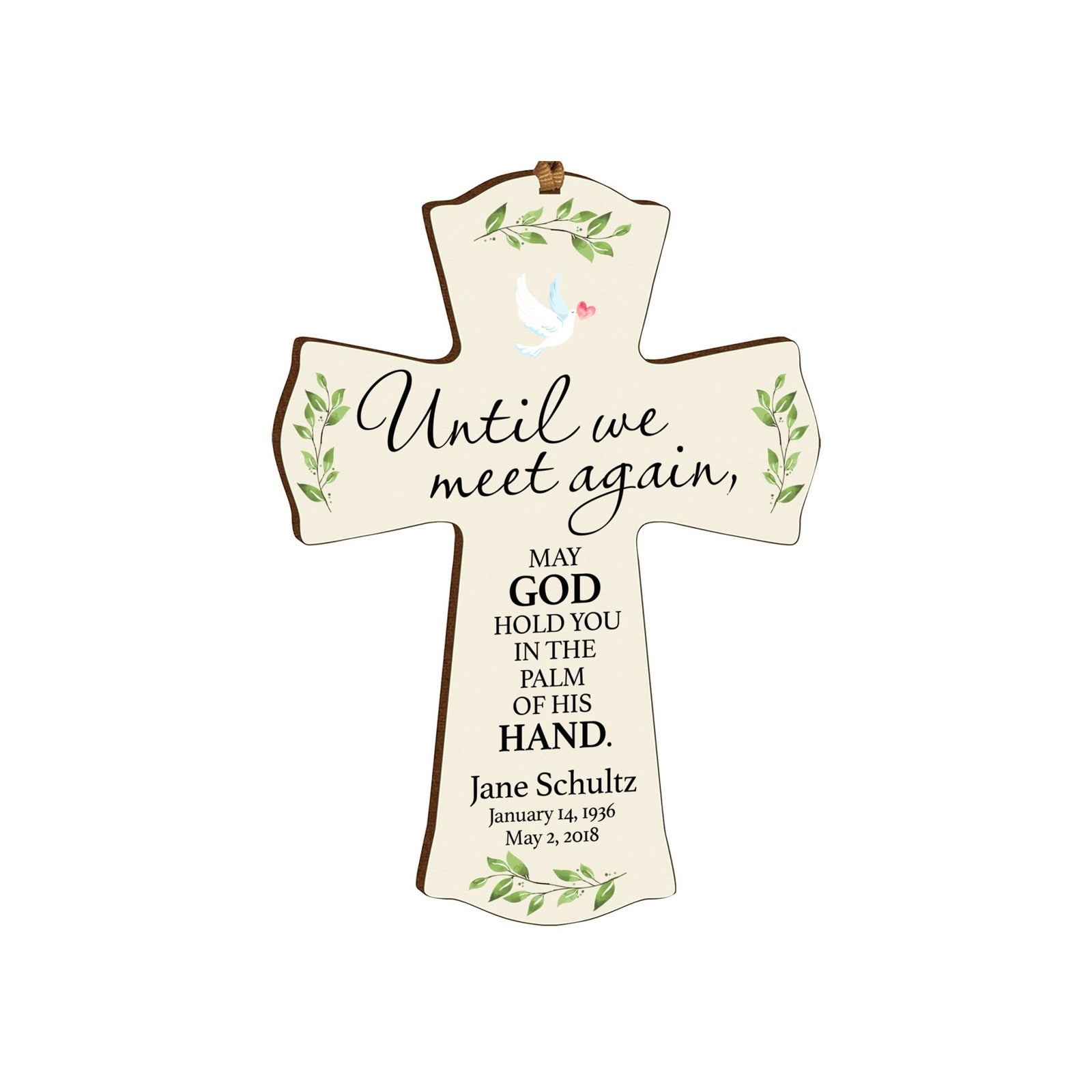 Custom Memorial Wooden Cross 4x6 Until We Meet Again - LifeSong Milestones