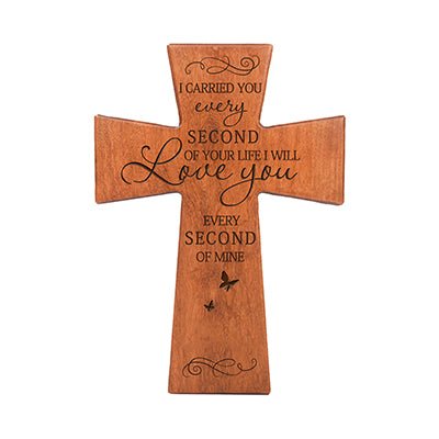 Custom Memorial Wooden Cross 7x11 I Carried You (Butterfly) - LifeSong Milestones