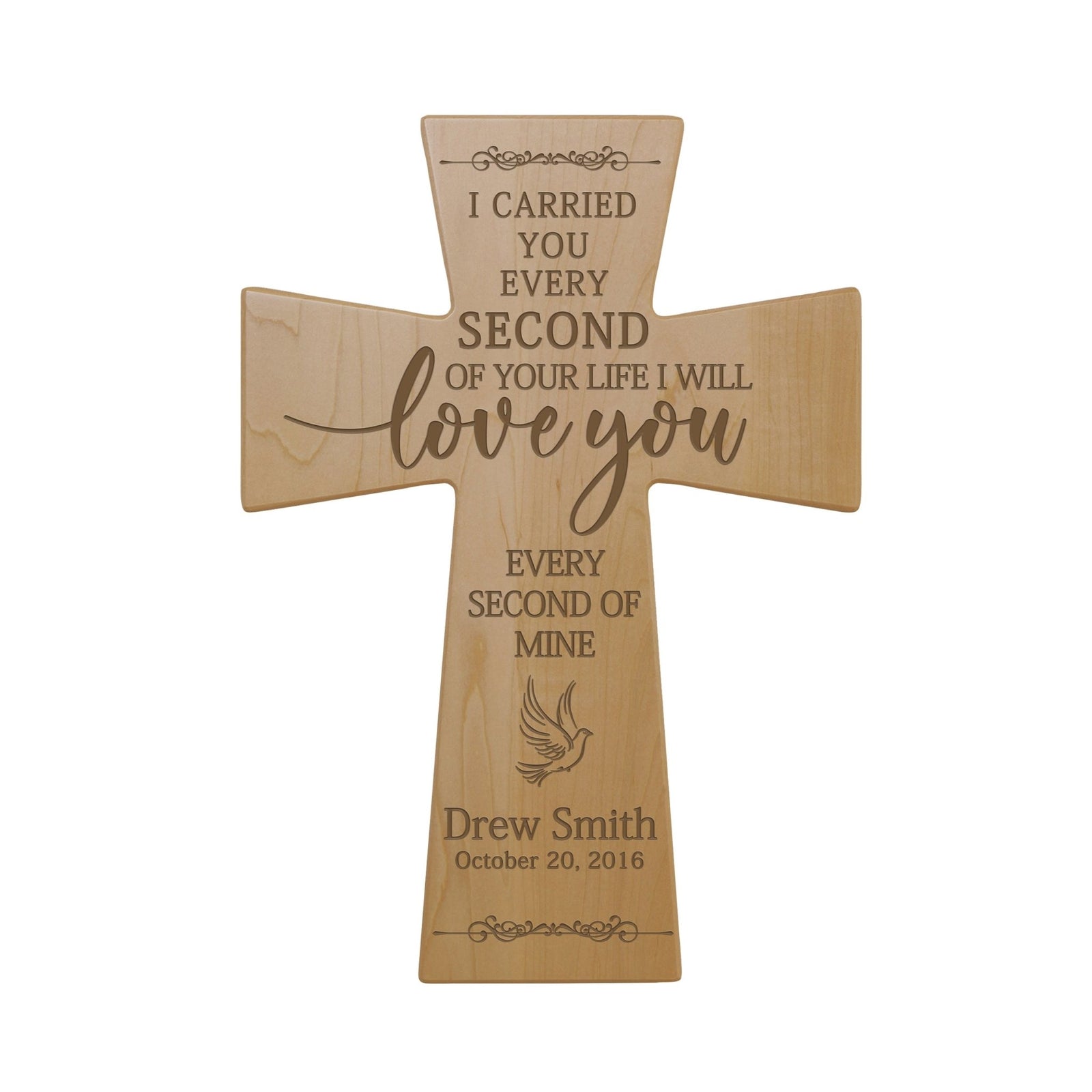 Custom Memorial Wooden Cross 7x11 I Carried You (Dove) - LifeSong Milestones