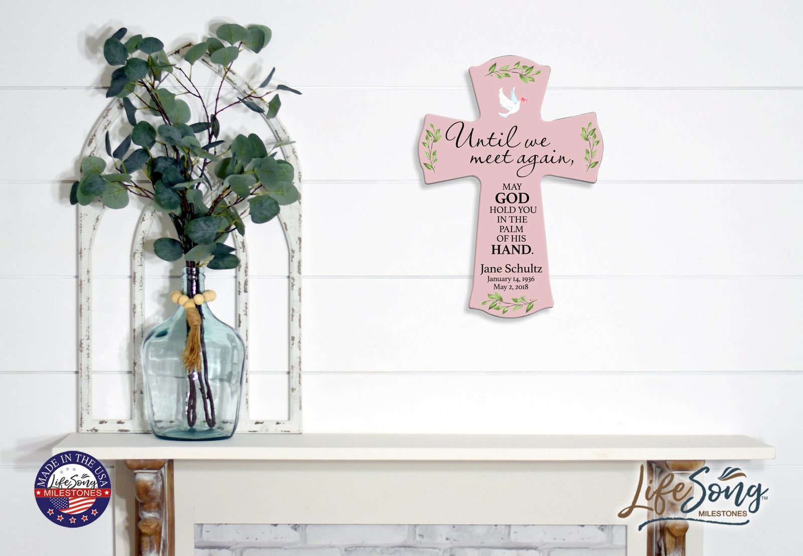 Custom Memorial Wooden Cross 8.5x11 Until We Meet Again - LifeSong Milestones