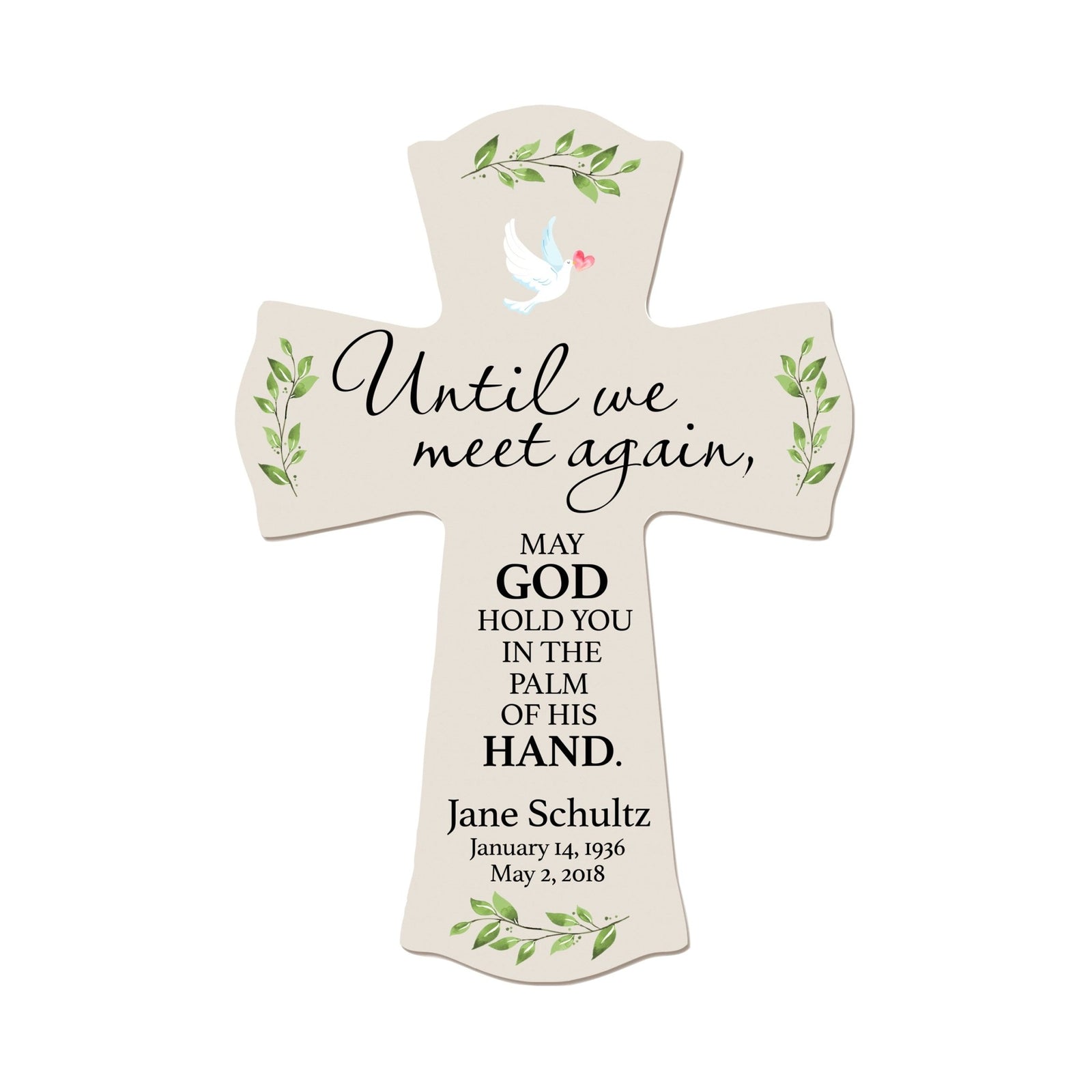 Custom Memorial Wooden Cross 8.5x11 Until We Meet Again - LifeSong Milestones