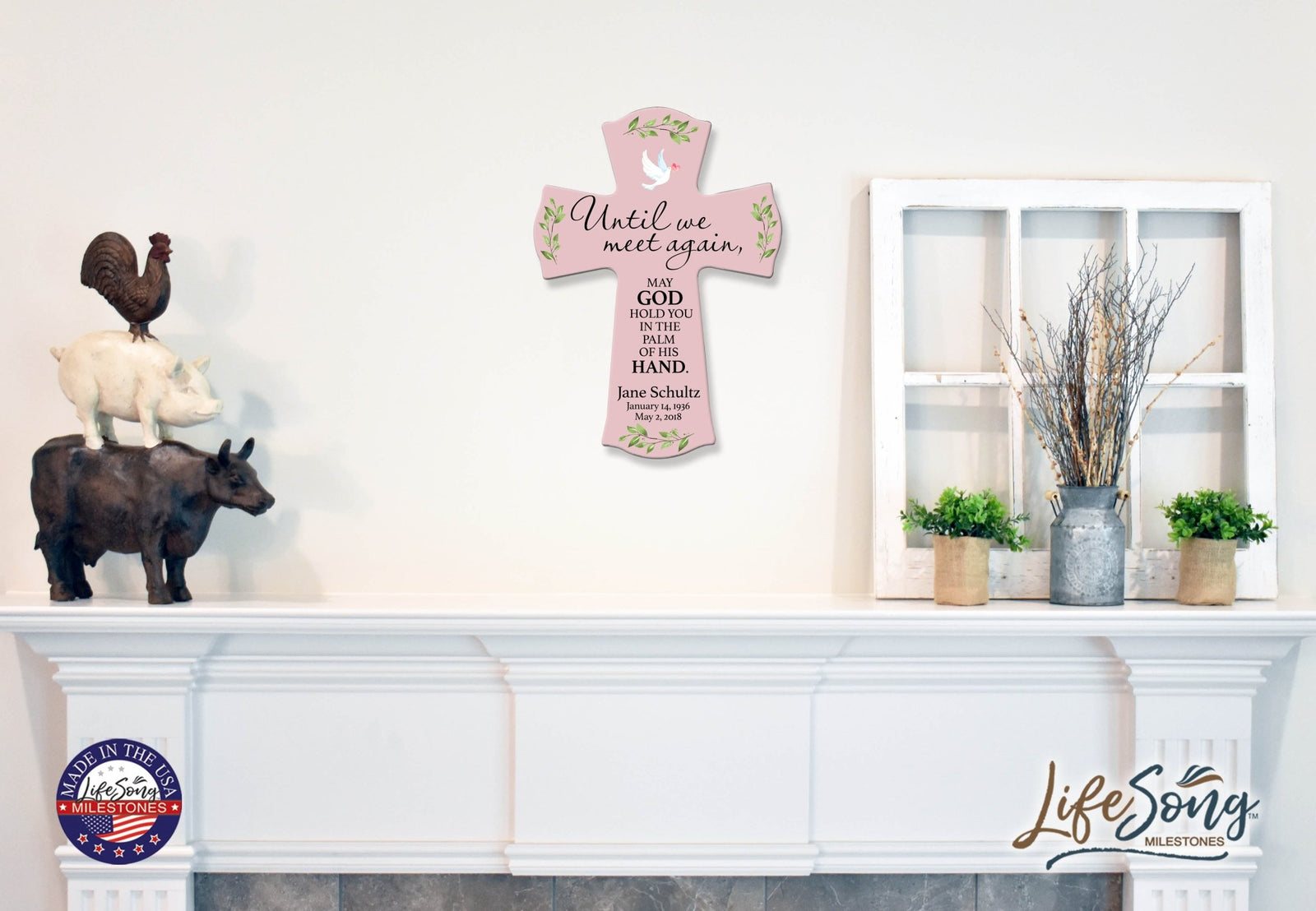 Custom Memorial Wooden Cross 8.5x11 Until We Meet Again - LifeSong Milestones