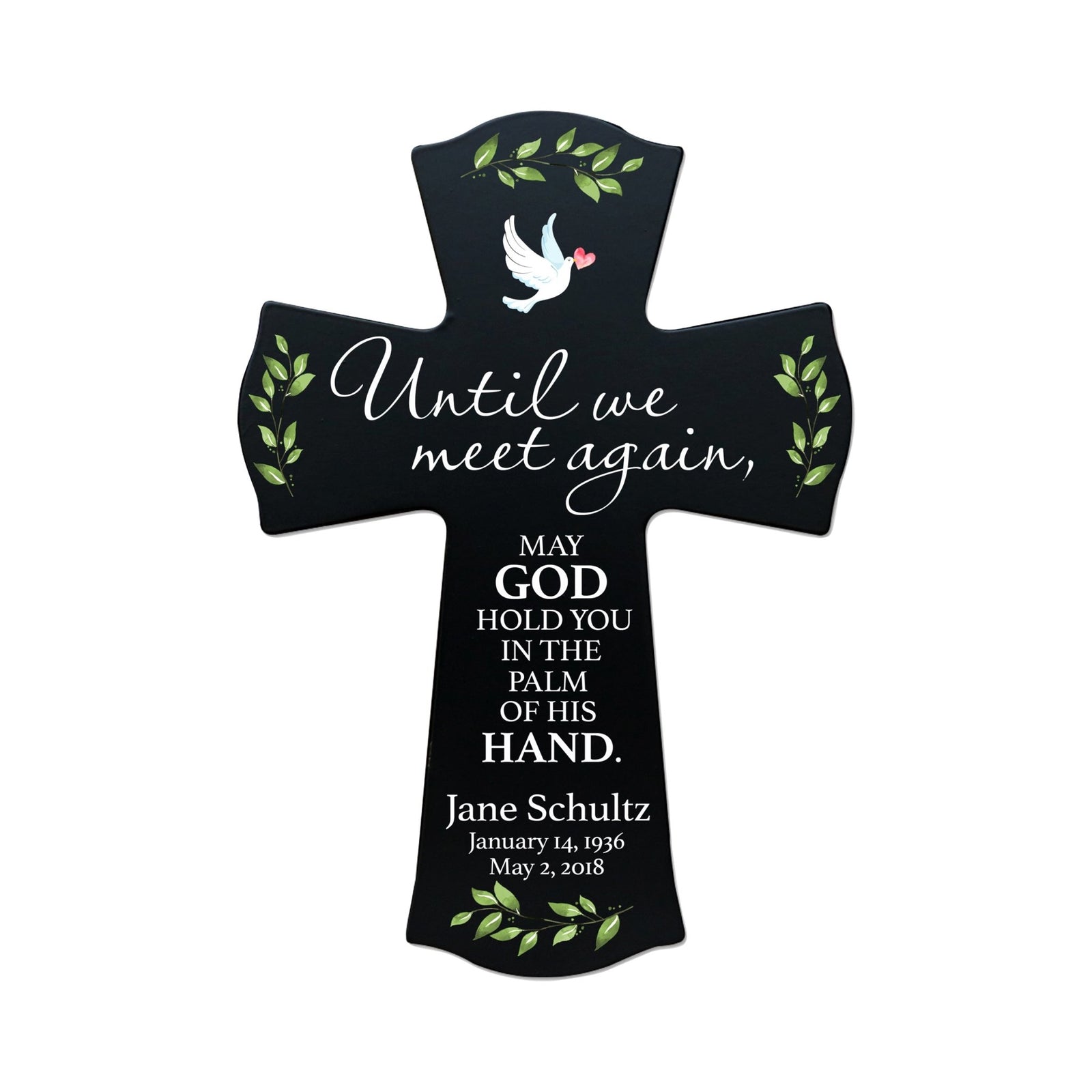 Custom Memorial Wooden Cross 8.5x11 Until We Meet Again - LifeSong Milestones