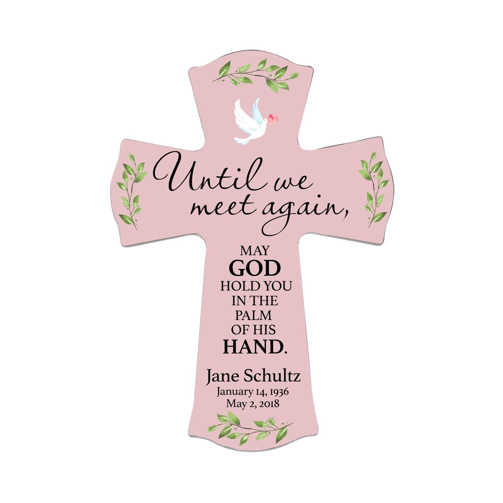 Custom Memorial Wooden Cross 8.5x11 Until We Meet Again - LifeSong Milestones