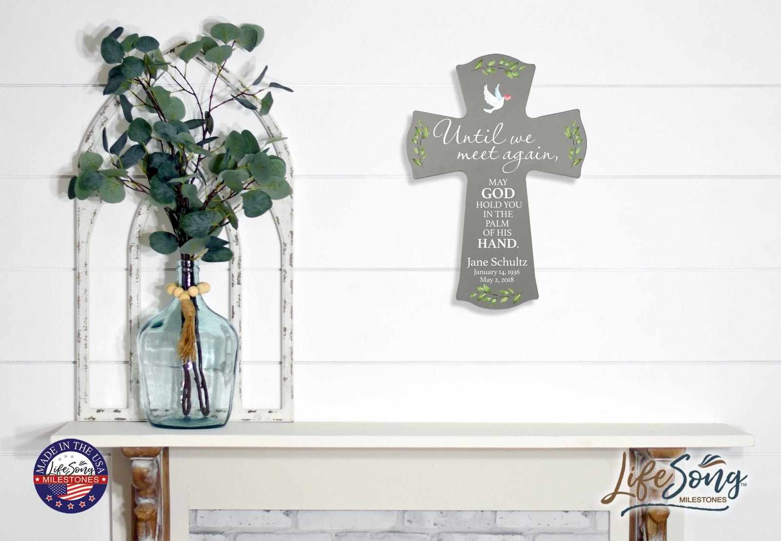 Custom Memorial Wooden Cross 8.5x11 Until We Meet Again - LifeSong Milestones