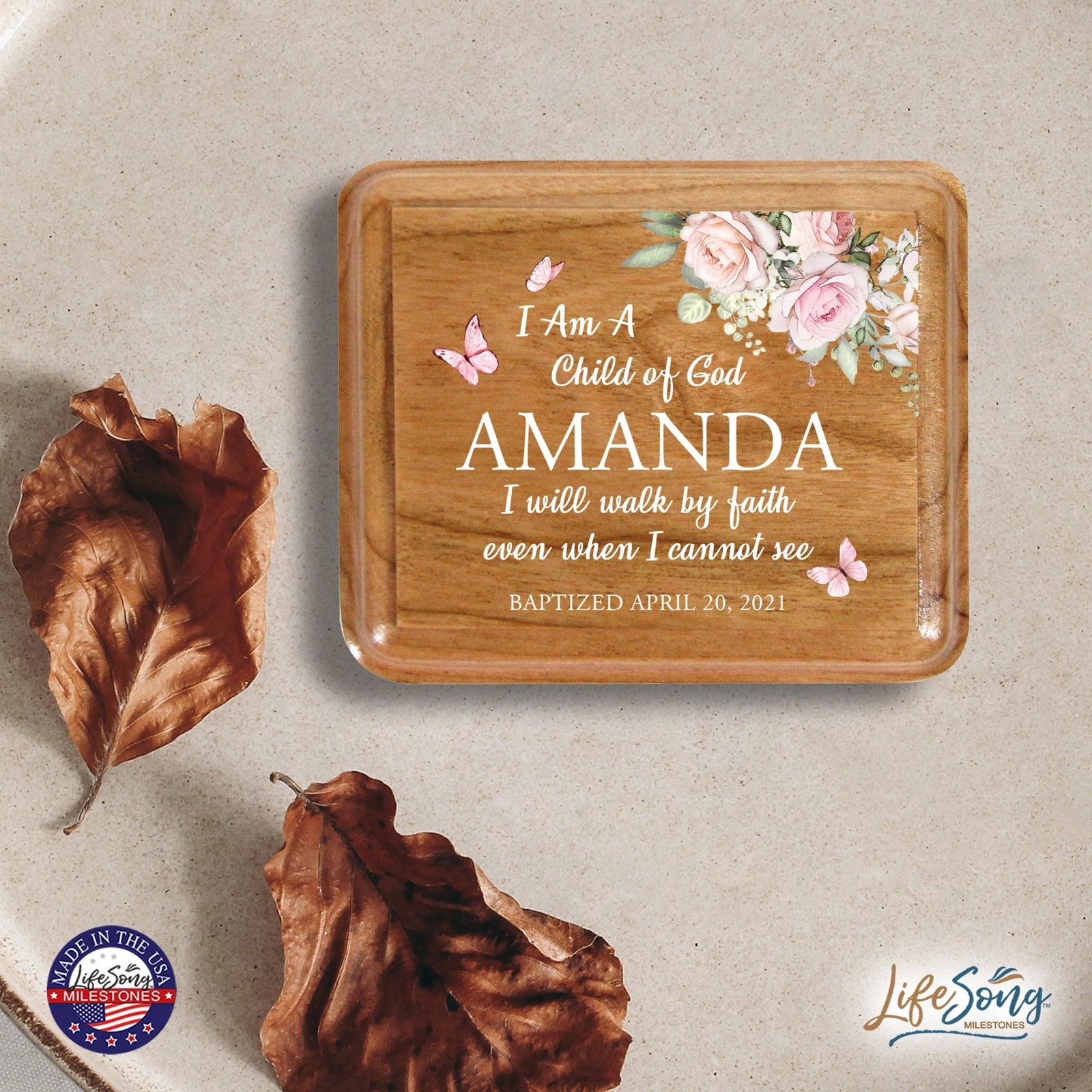 Lifesong Milestones Personalized Modern Keepsake Box Baptism Gift for Baby Girls | Baptismal Gifts