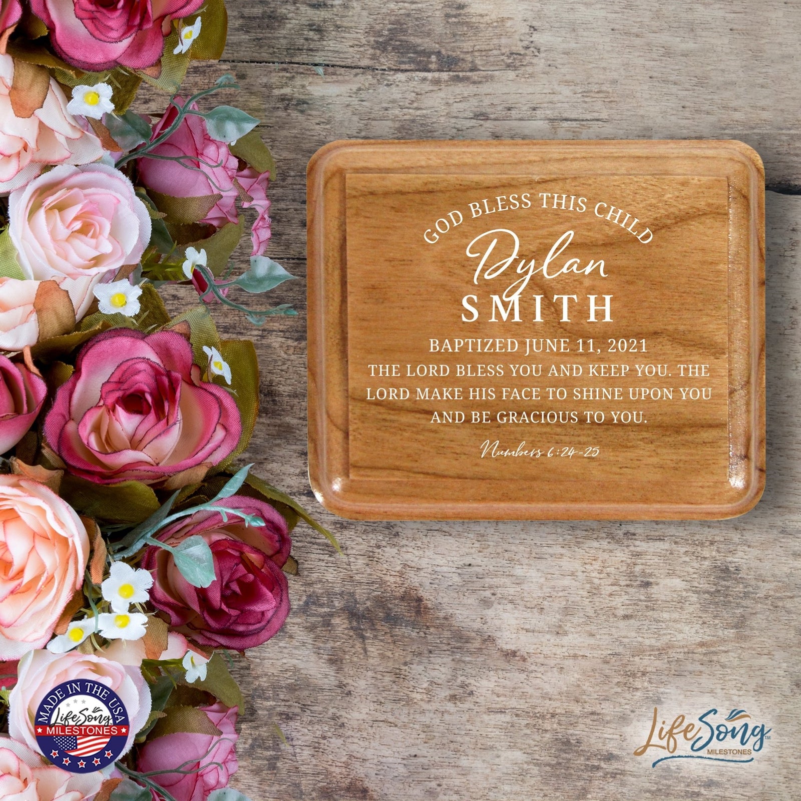 Lifesong Milestones Personalized Modern Keepsake Box Baptism Gift for Baby Girl or Boy | Baptismal Gifts