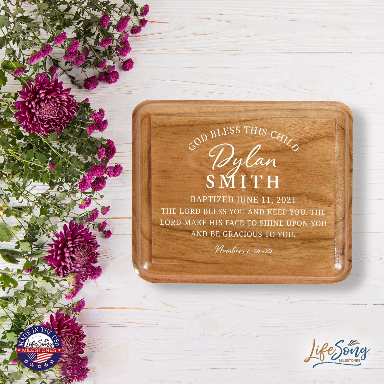 Lifesong Milestones Personalized Modern Keepsake Box Baptism Gift for Baby Girl or Boy | Baptismal Gifts