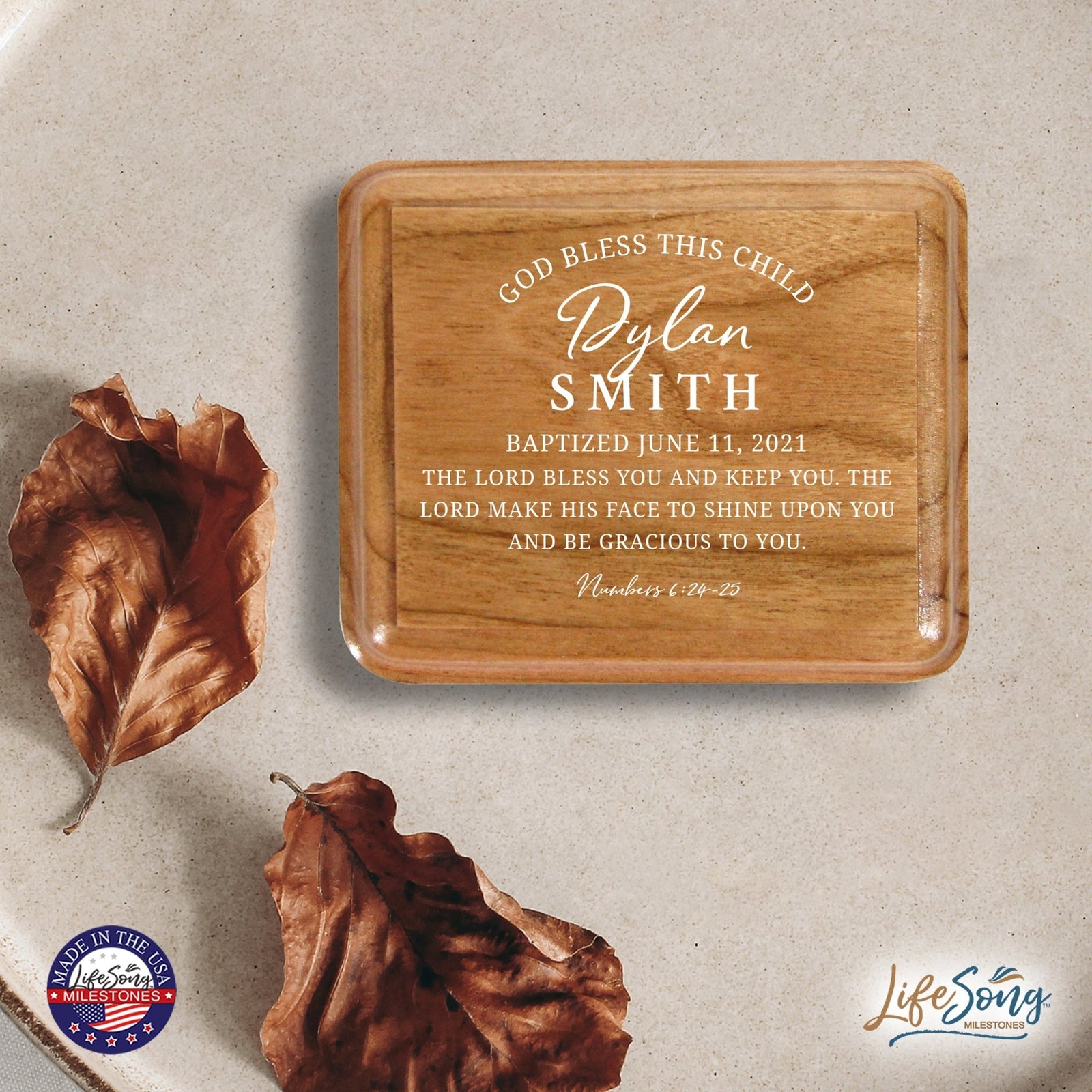 Lifesong Milestones Personalized Modern Keepsake Box Baptism Gift for Baby Girl or Boy | Baptismal Gifts