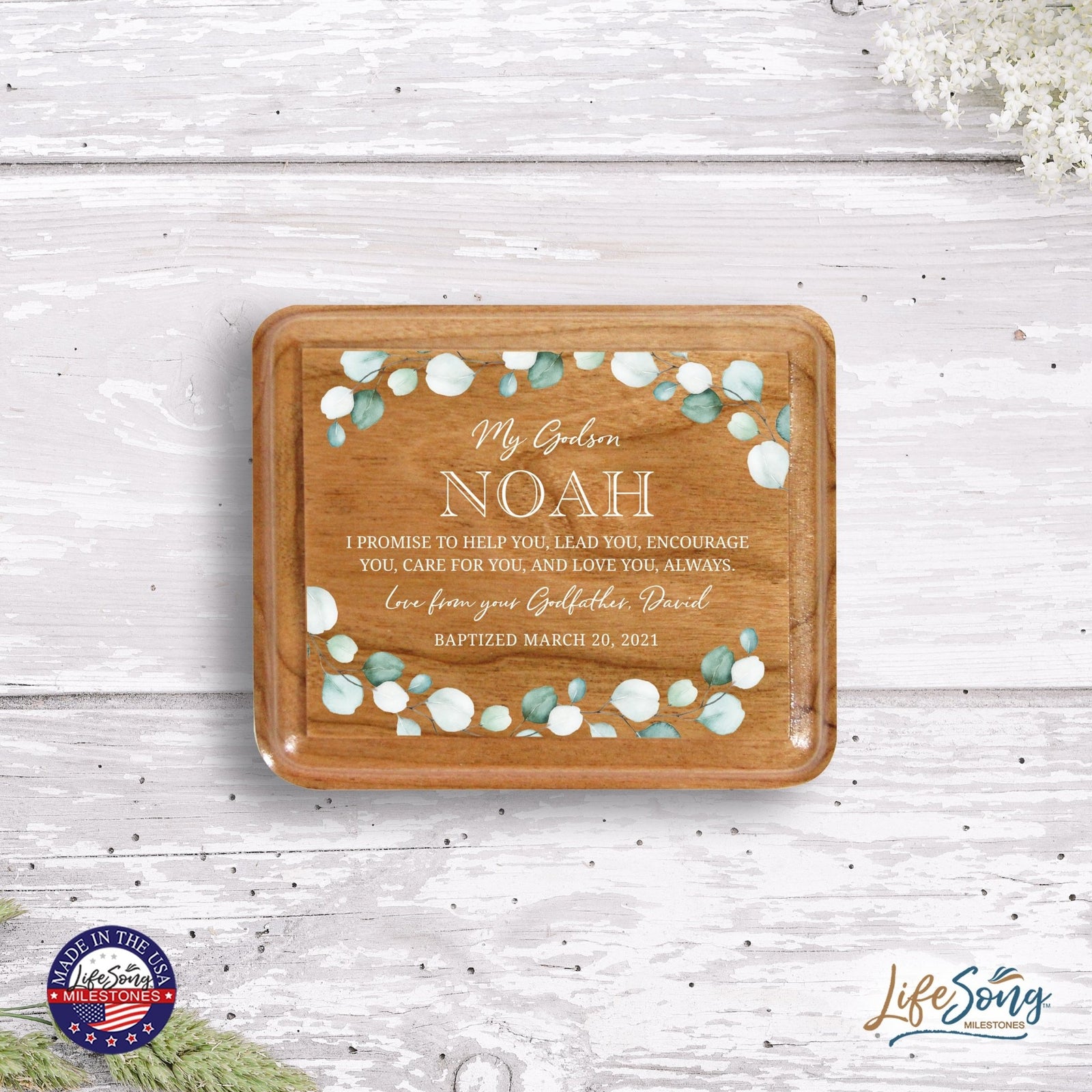 Lifesong Milestones Personalized Modern Keepsake Box Baptism Gift for Baby Girl or Boy | Baptismal Gifts