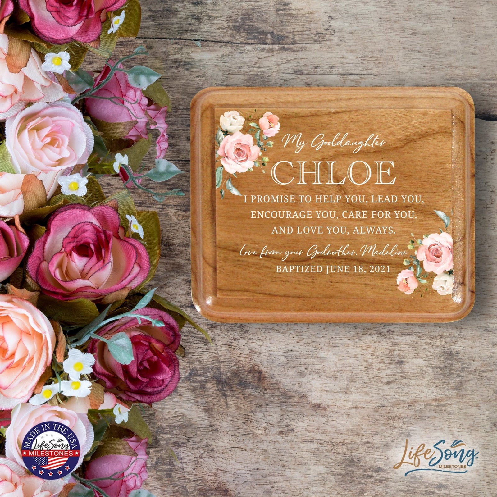 Lifesong Milestones Personalized Modern Keepsake Box Baptism Gift for Baby Girl or Boy | Baptismal Gifts