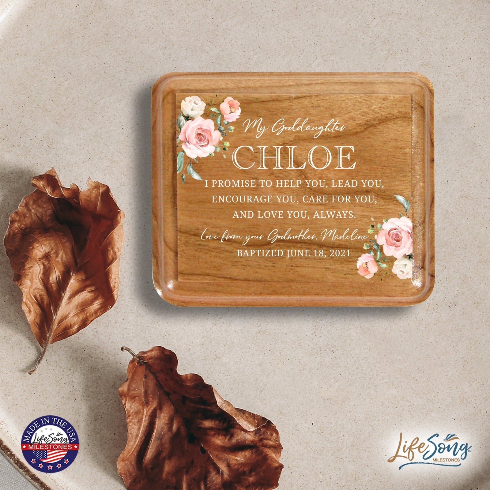 Lifesong Milestones Personalized Modern Keepsake Box Baptism Gift for Baby Girl or Boy | Baptismal Gifts