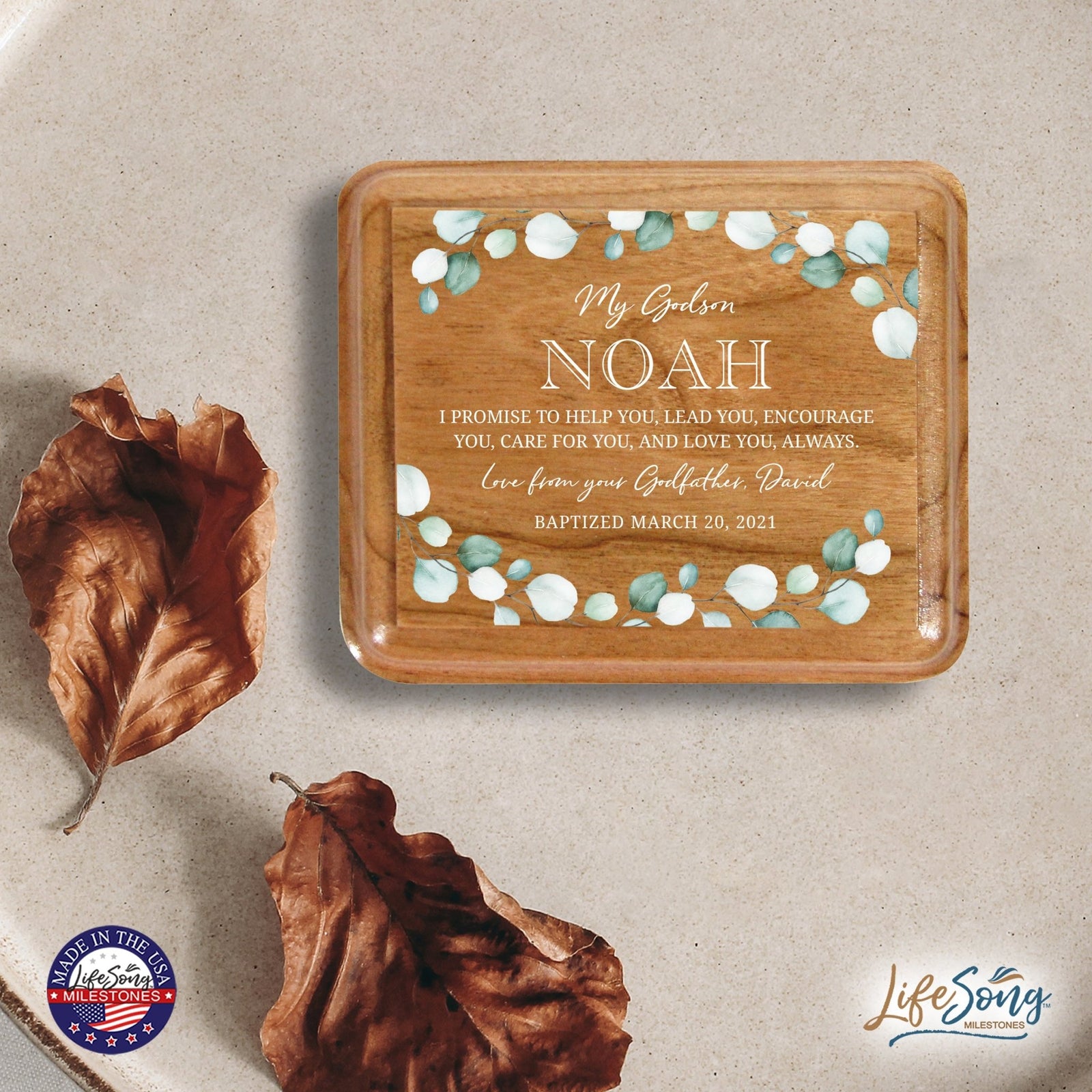 Lifesong Milestones Personalized Modern Keepsake Box Baptism Gift for Baby Girl or Boy | Baptismal Gifts