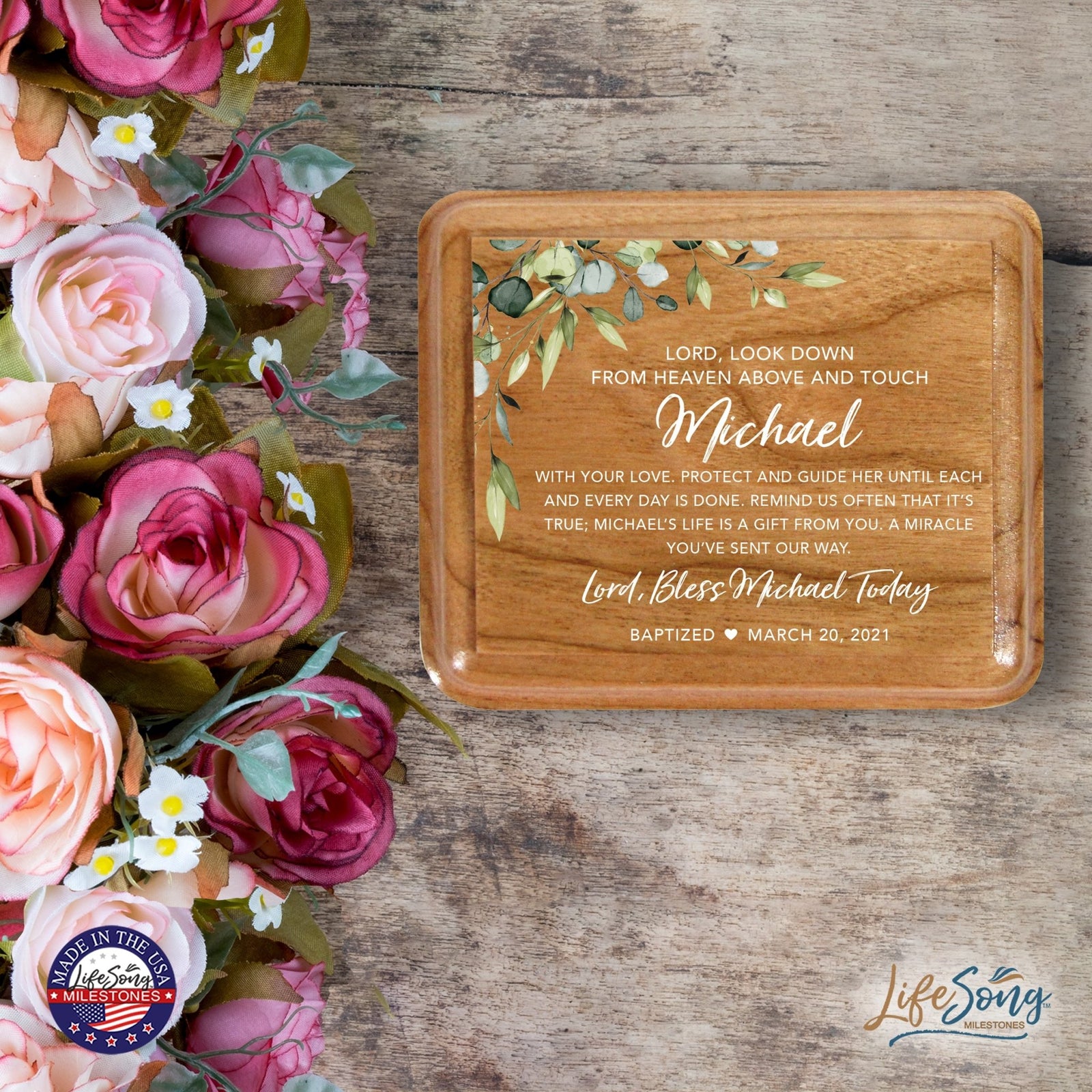 Lifesong Milestones Personalized Modern Keepsake Box Baptism Gift for Baby Girl or Boy | Baptismal Gifts