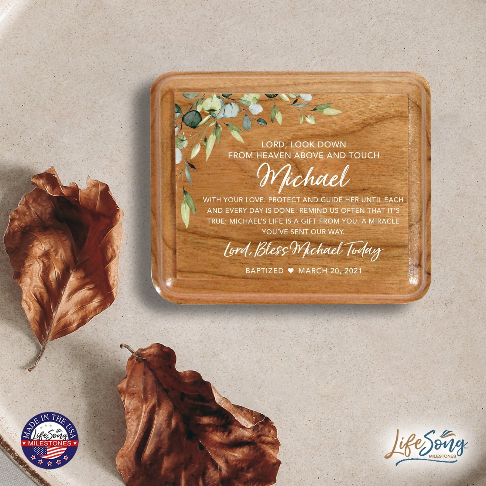 Lifesong Milestones Personalized Modern Keepsake Box Baptism Gift for Baby Girl or Boy | Baptismal Gifts