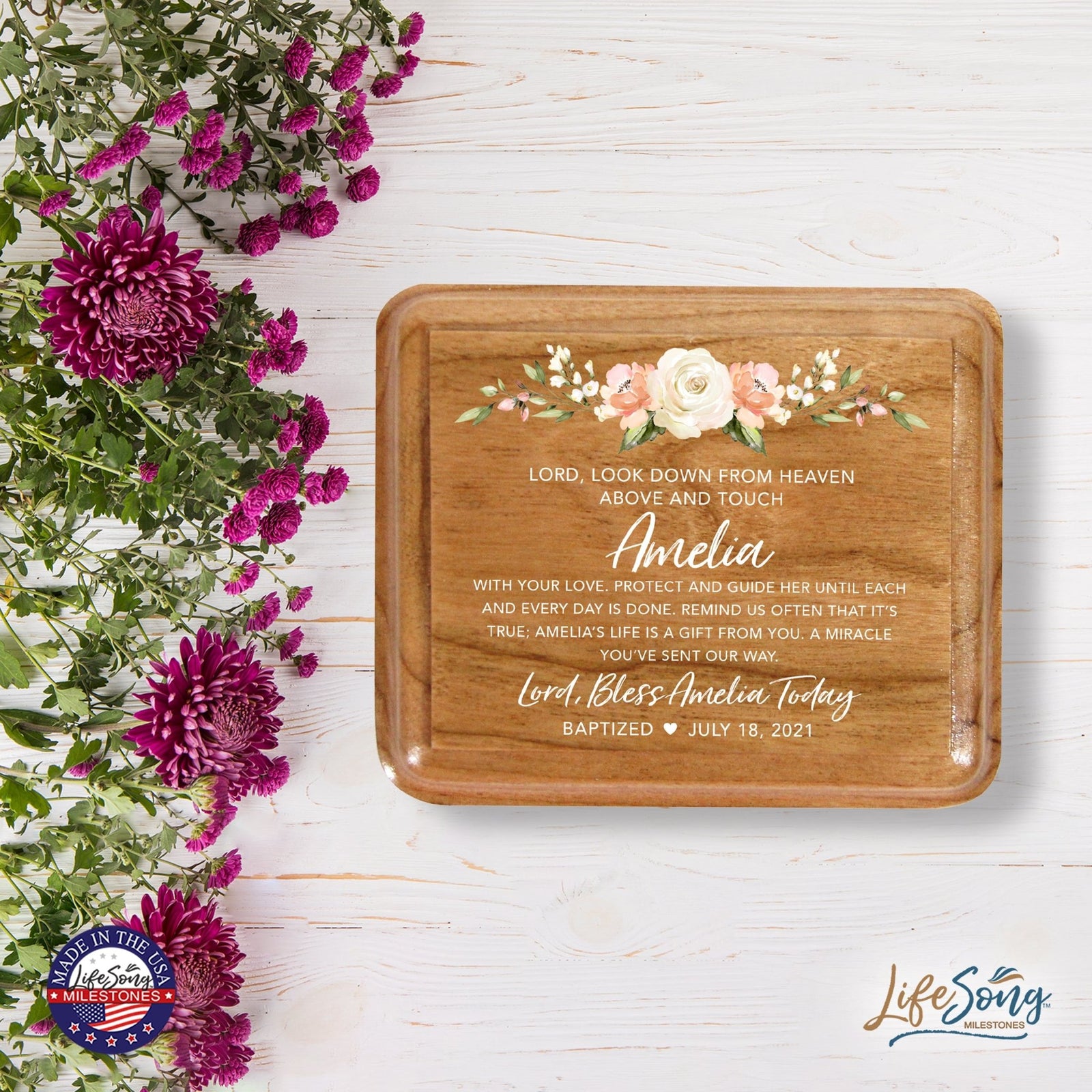 Lifesong Milestones Personalized Modern Keepsake Box Baptism Gift for Baby Girl or Boy | Baptismal Gifts