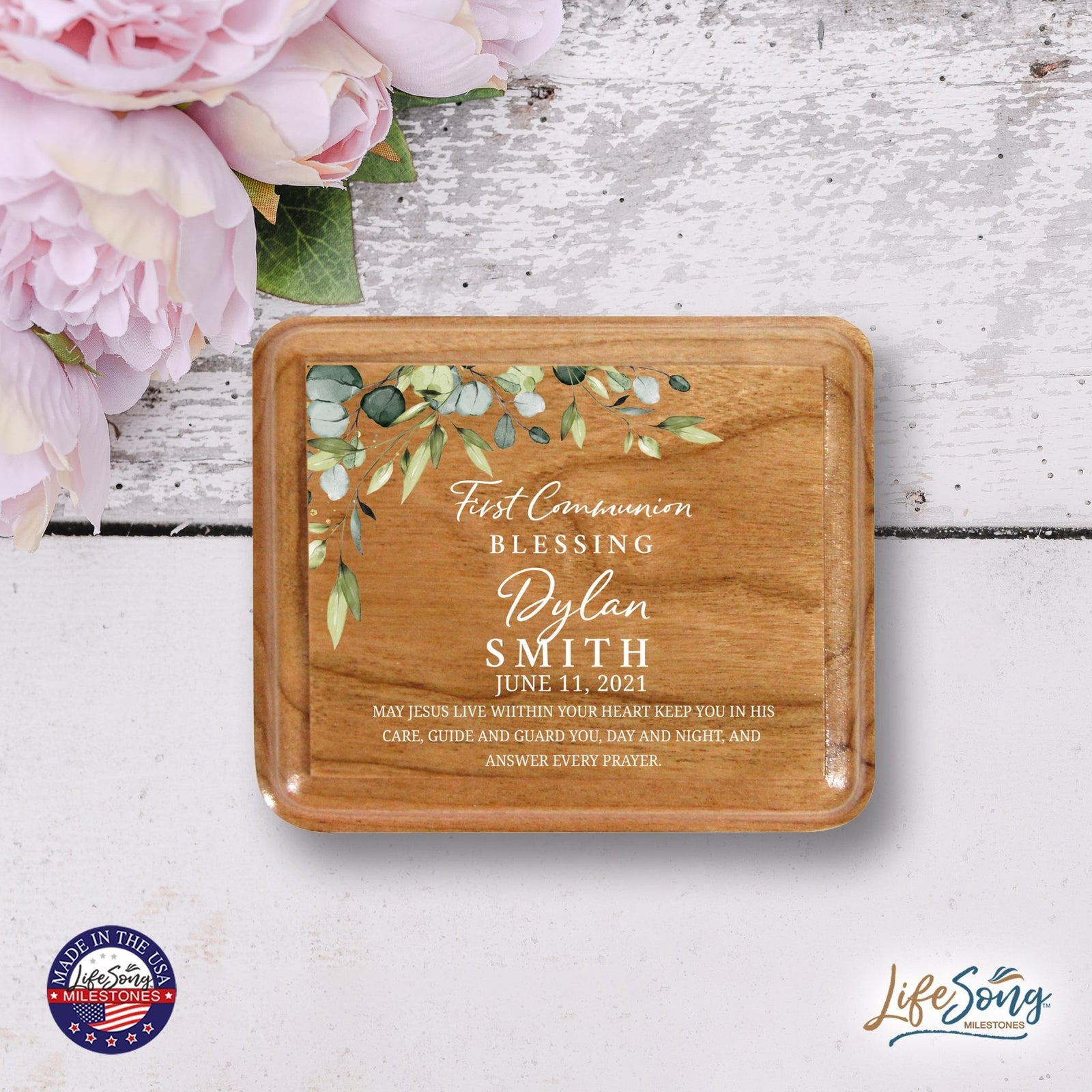 Custom Modern Holy Communion Keepsake Box 3.5x3 First Communion - LifeSong Milestones