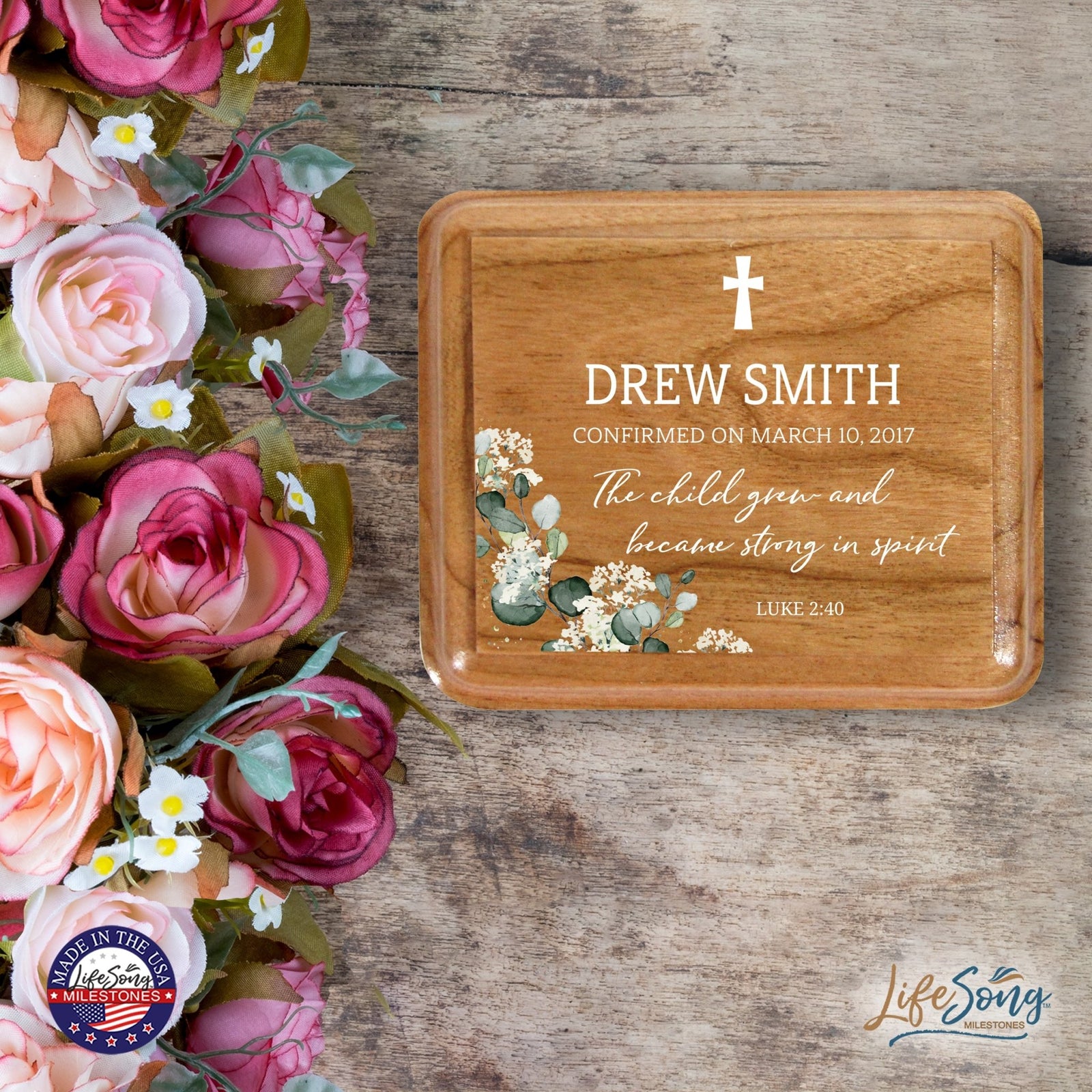 Custom Modern Holy Communion Keepsake Box 3.5x3 The Child Grew - LifeSong Milestones