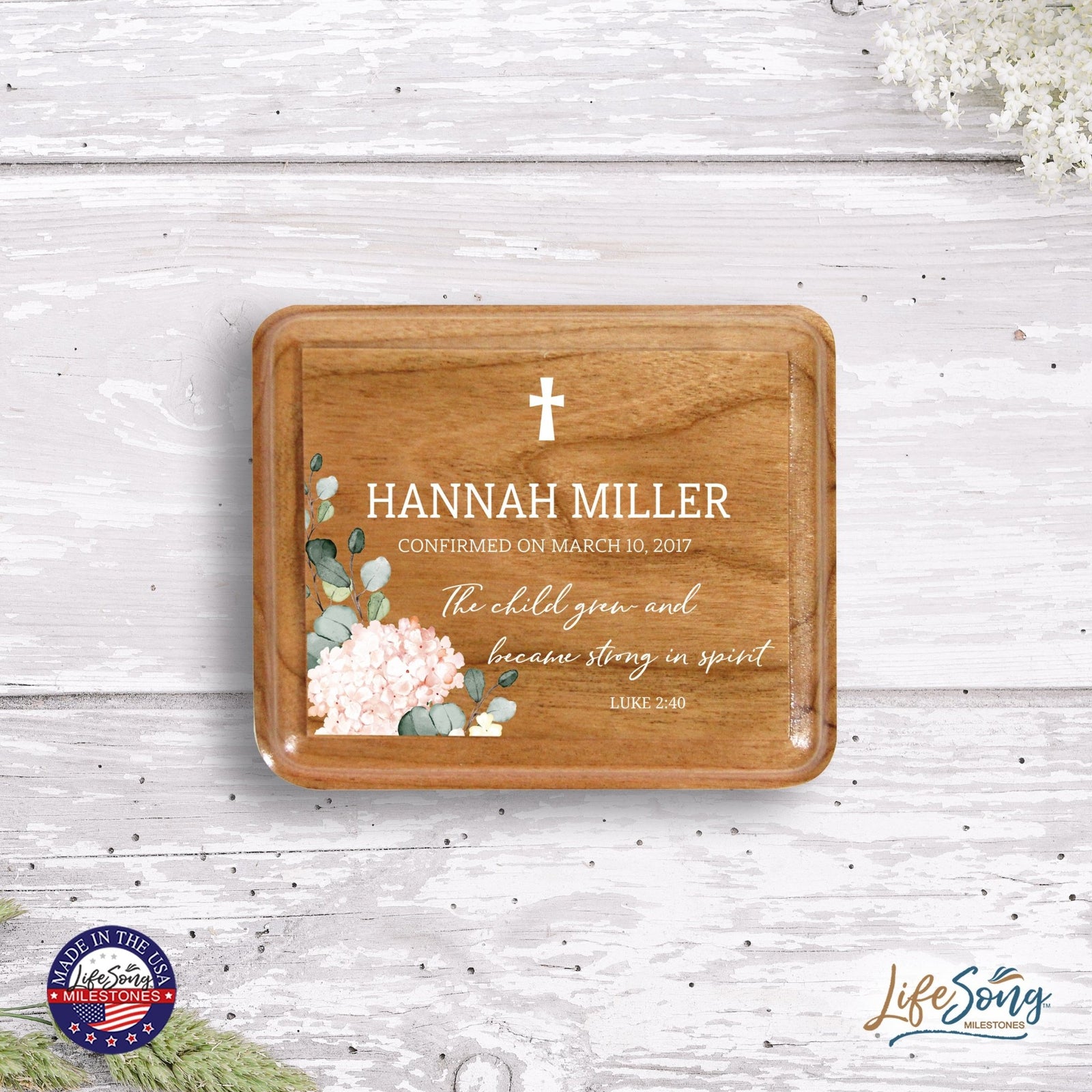 Custom Modern Holy Communion Keepsake Box 3.5x3 The Child Grew - LifeSong Milestones