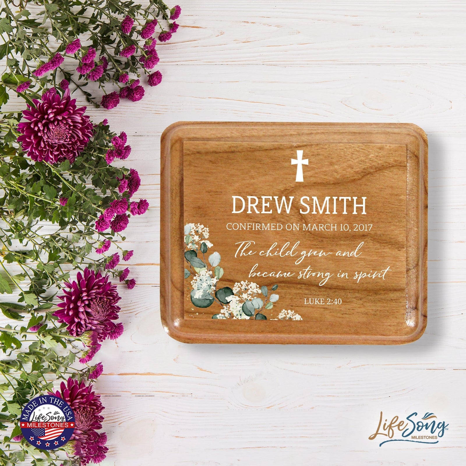 Custom Modern Holy Communion Keepsake Box 3.5x3 The Child Grew - LifeSong Milestones