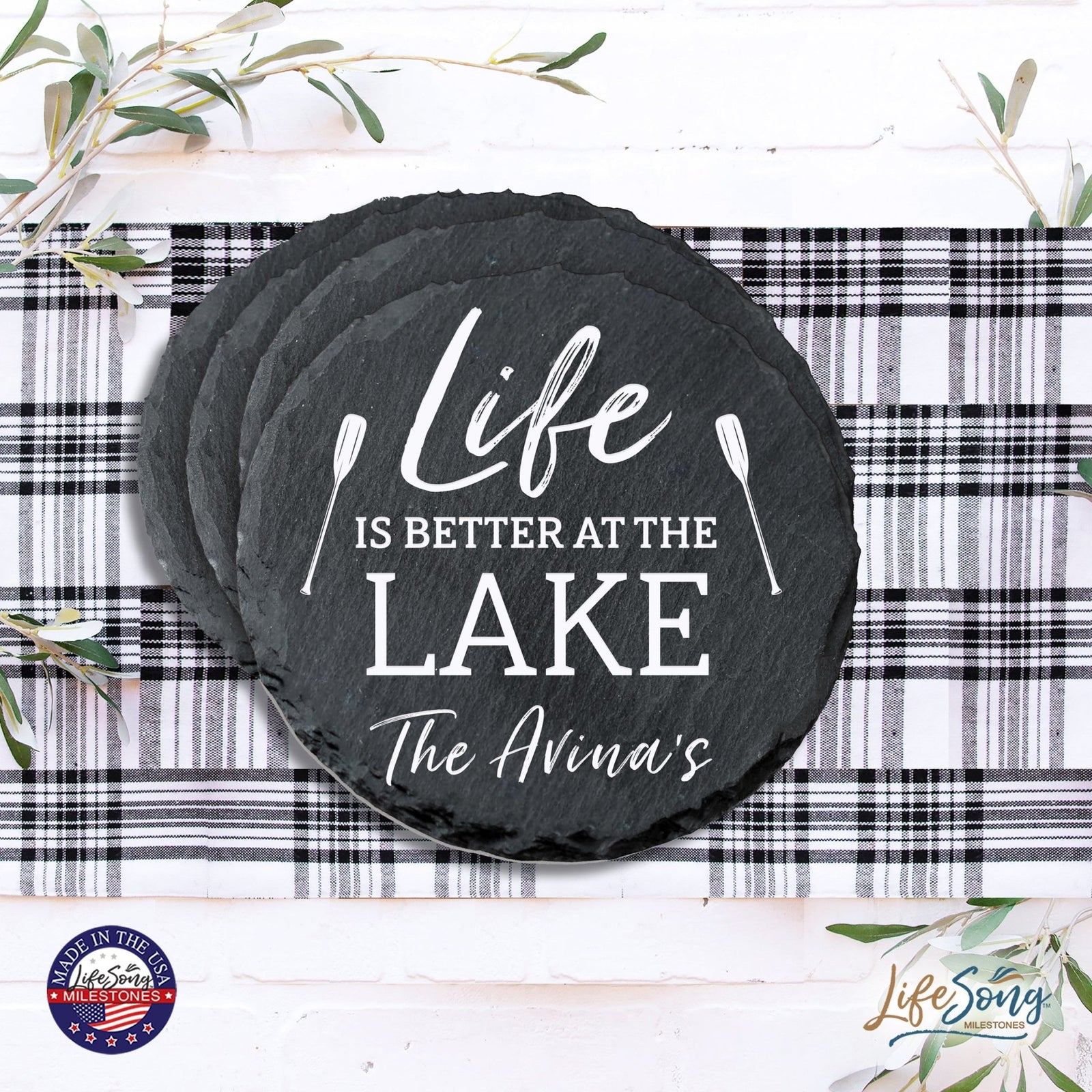 Custom Modern Inspirational 6pc Coaster Set 4x4 Life Is Better (paddles) - LifeSong Milestones