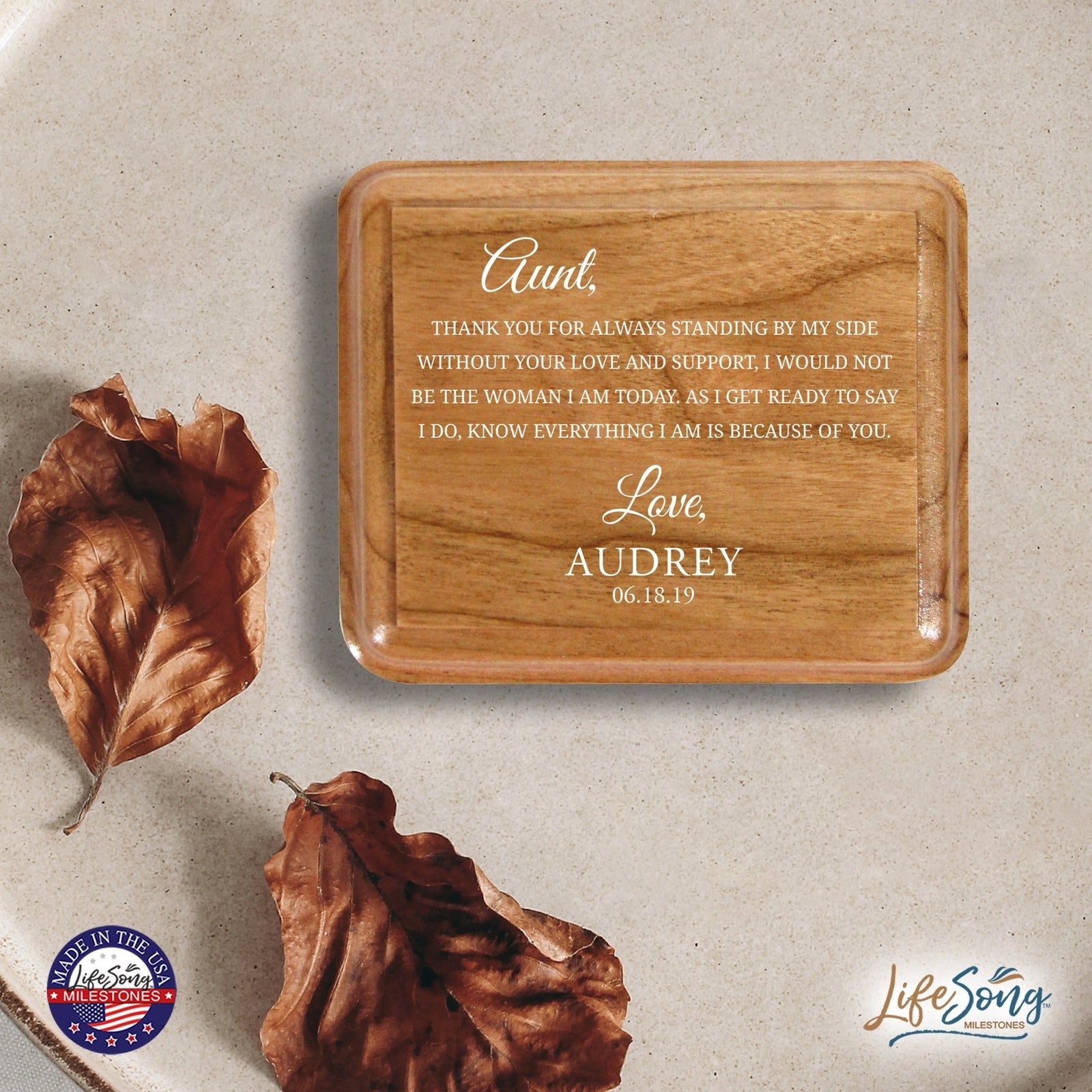 Custom Modern Keepsake Box Inspirational Quotes for Aunts 3.5x3 Aunt, Thank You - LifeSong Milestones