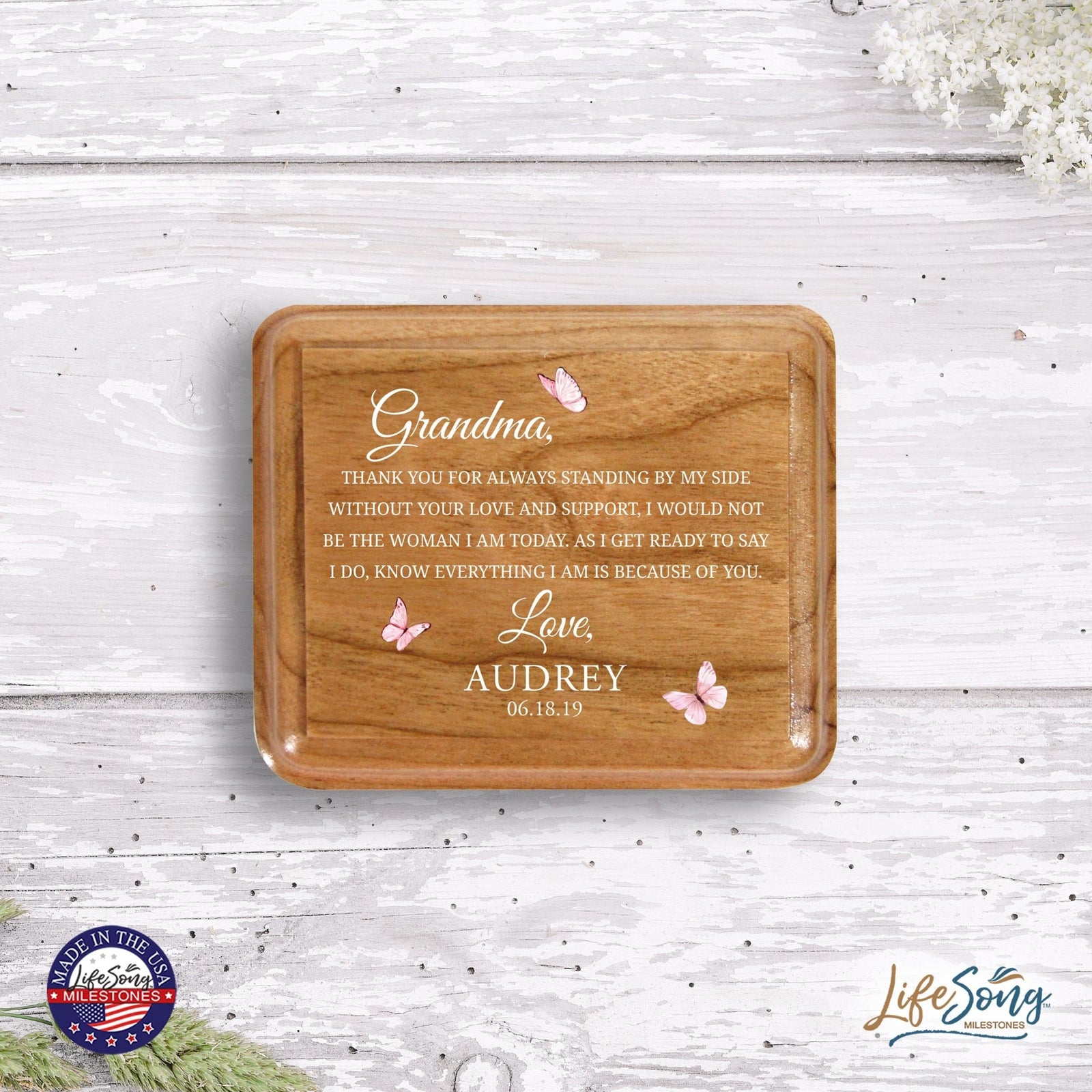 Custom Modern Keepsake Box Inspirational Quotes for Grandmother 3.5x3 Grandma, Thank You For - LifeSong Milestones