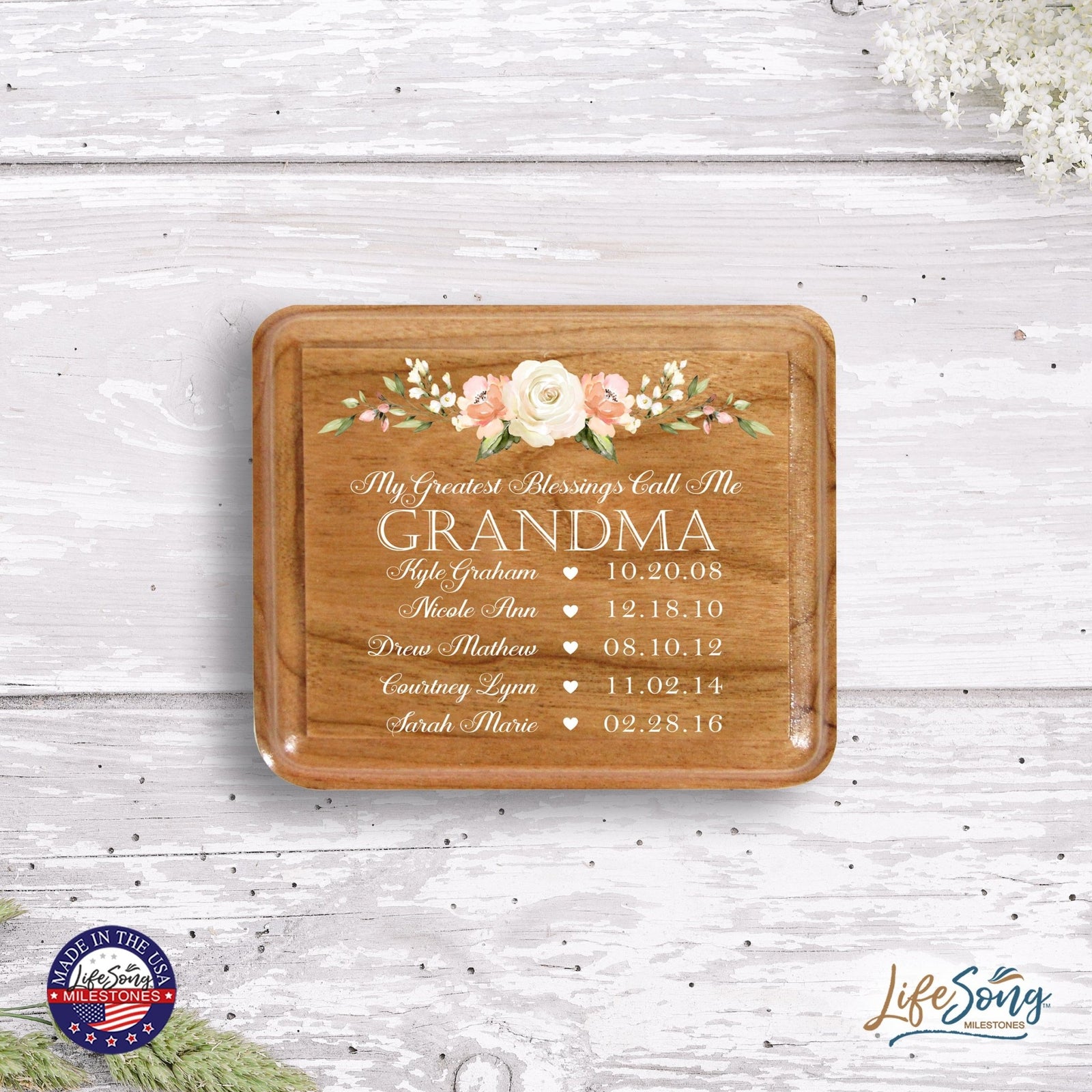 Custom Modern Keepsake Box Inspirational Quotes for Grandmother 3.5x3 My Greatest Blessings - LifeSong Milestones