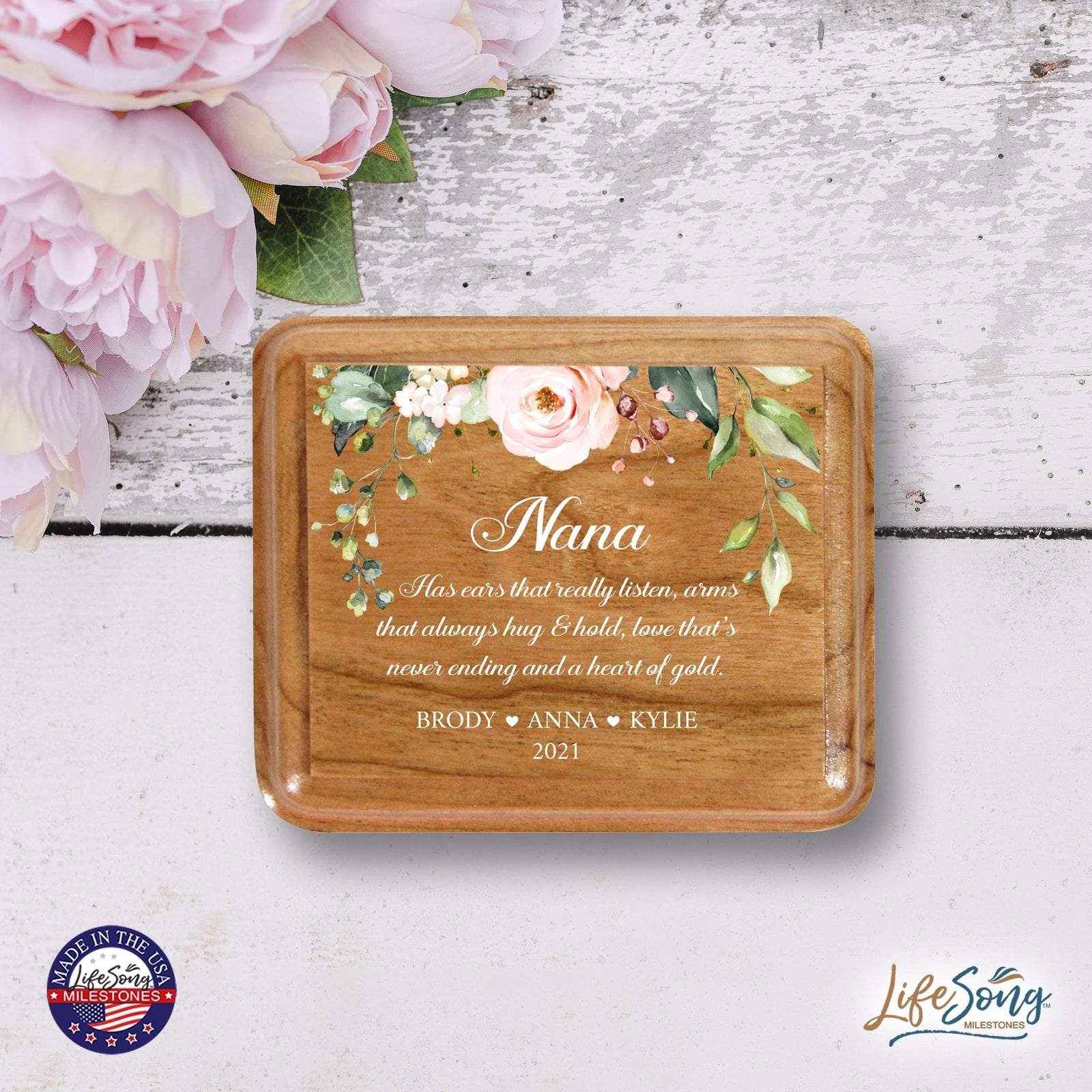 Custom Modern Keepsake Box Inspirational Quotes for Nana 3.5x3 Nana Has Ears - LifeSong Milestones