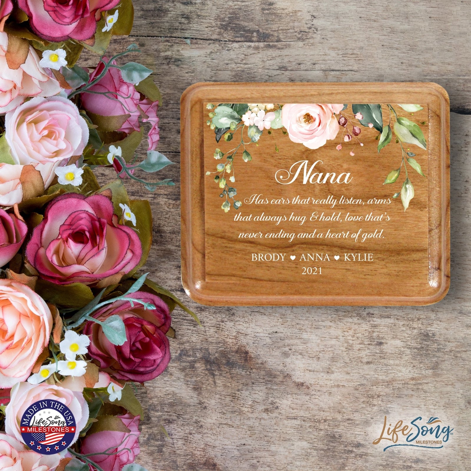 Custom Modern Keepsake Box Inspirational Quotes for Nana 3.5x3 Nana Has Ears - LifeSong Milestones