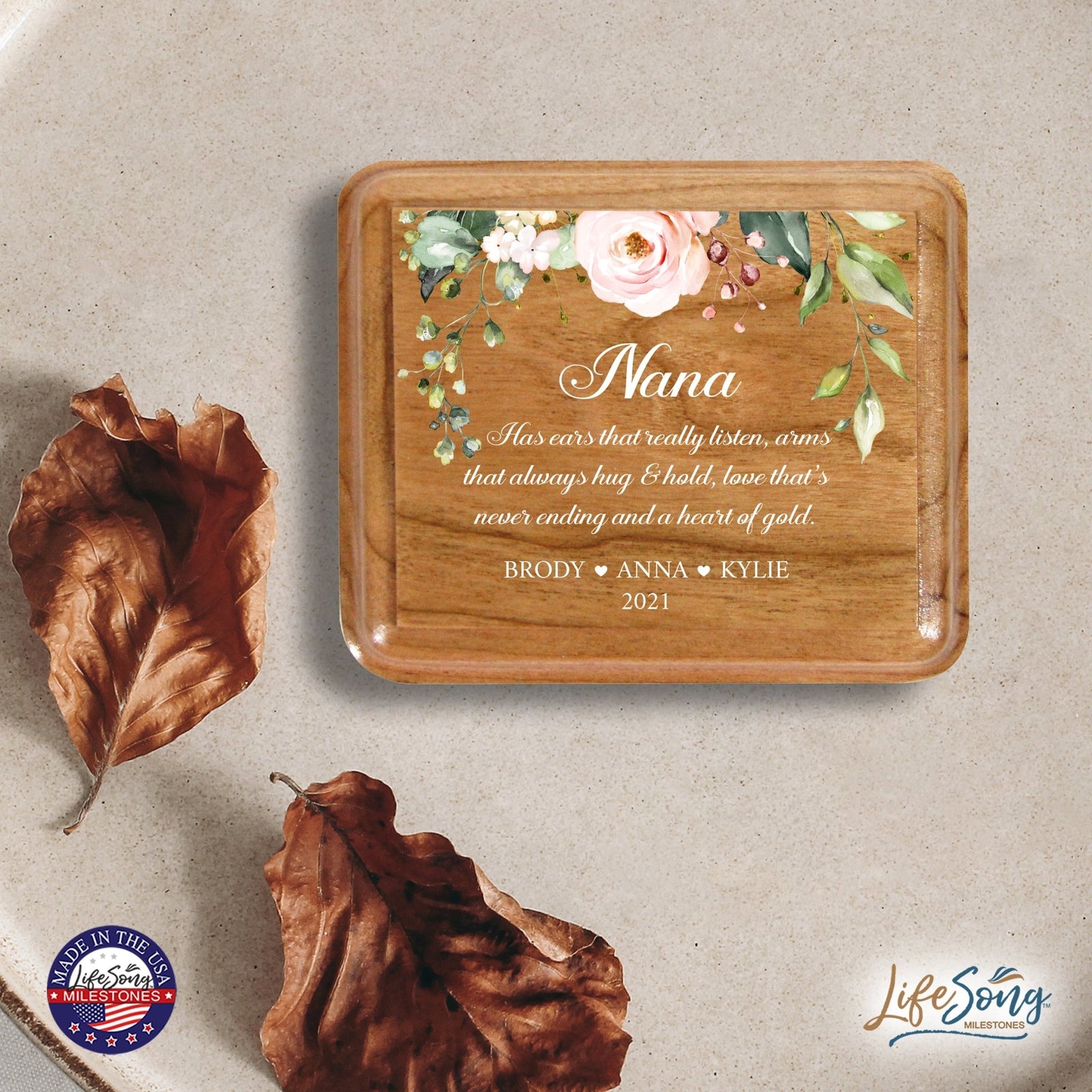 Custom Modern Keepsake Box Inspirational Quotes for Nana 3.5x3 Nana Has Ears - LifeSong Milestones