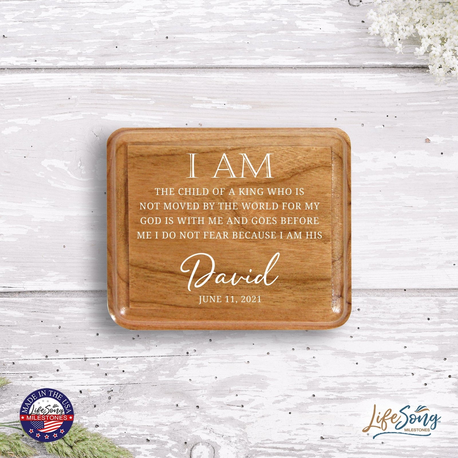 Custom Modern Keepsake Box with Inspirational Quotes 3.5x3 I Am The Child - LifeSong Milestones