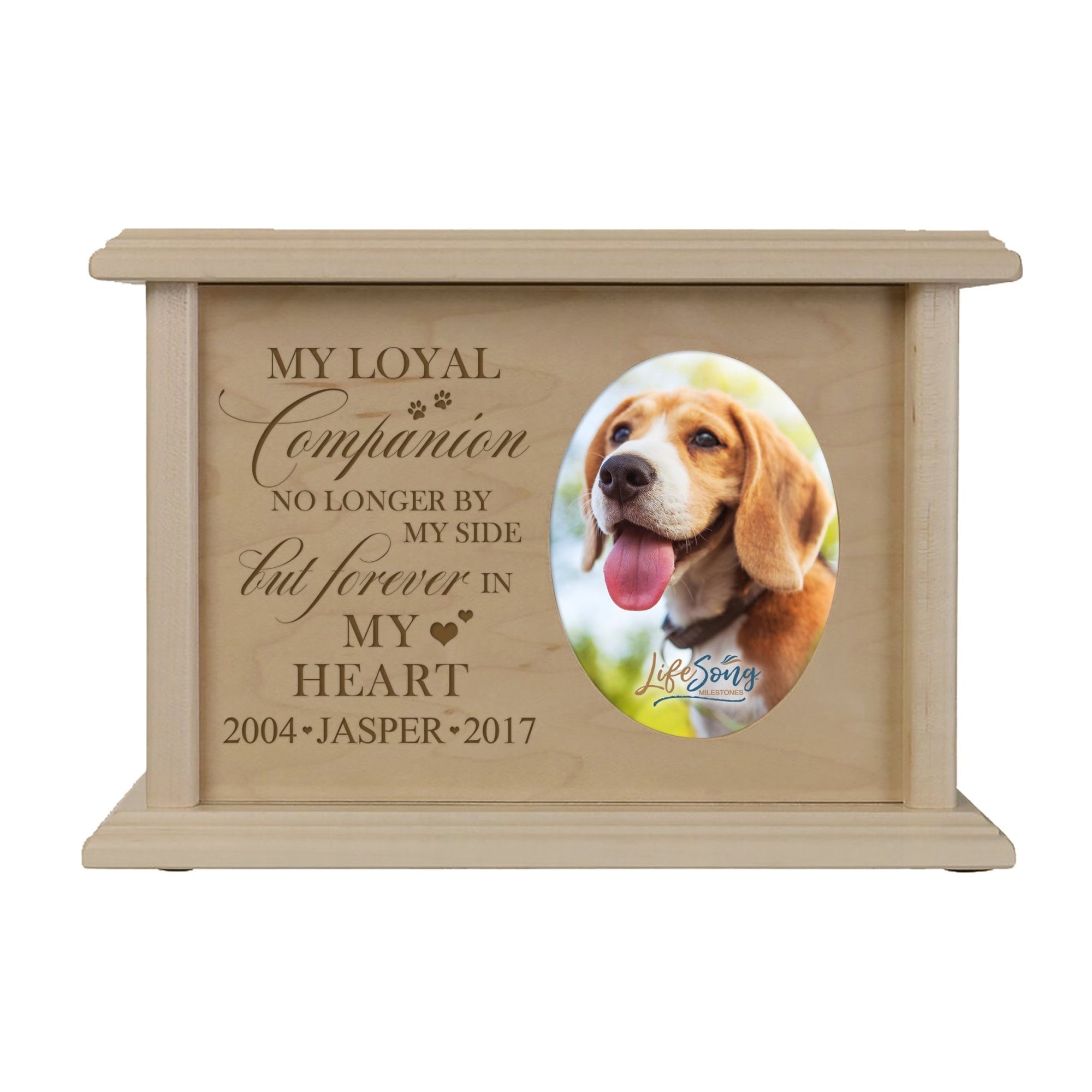 Custom Pet Cremation Keepsake Photo Frame & Urn Box Holds 2x3 Photo My Loyal Companion - LifeSong Milestones