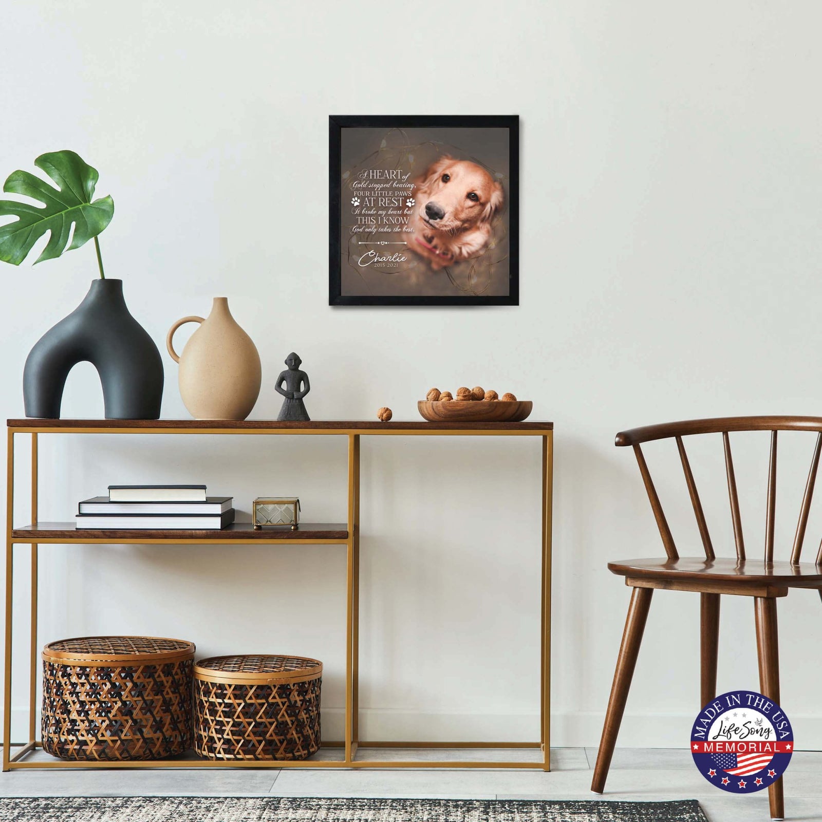 Custom Pet Memorial Framed Shadow Box Wall Décor for the Loss of Beloved Pet - A Heart Of Gold - LifeSong Milestones