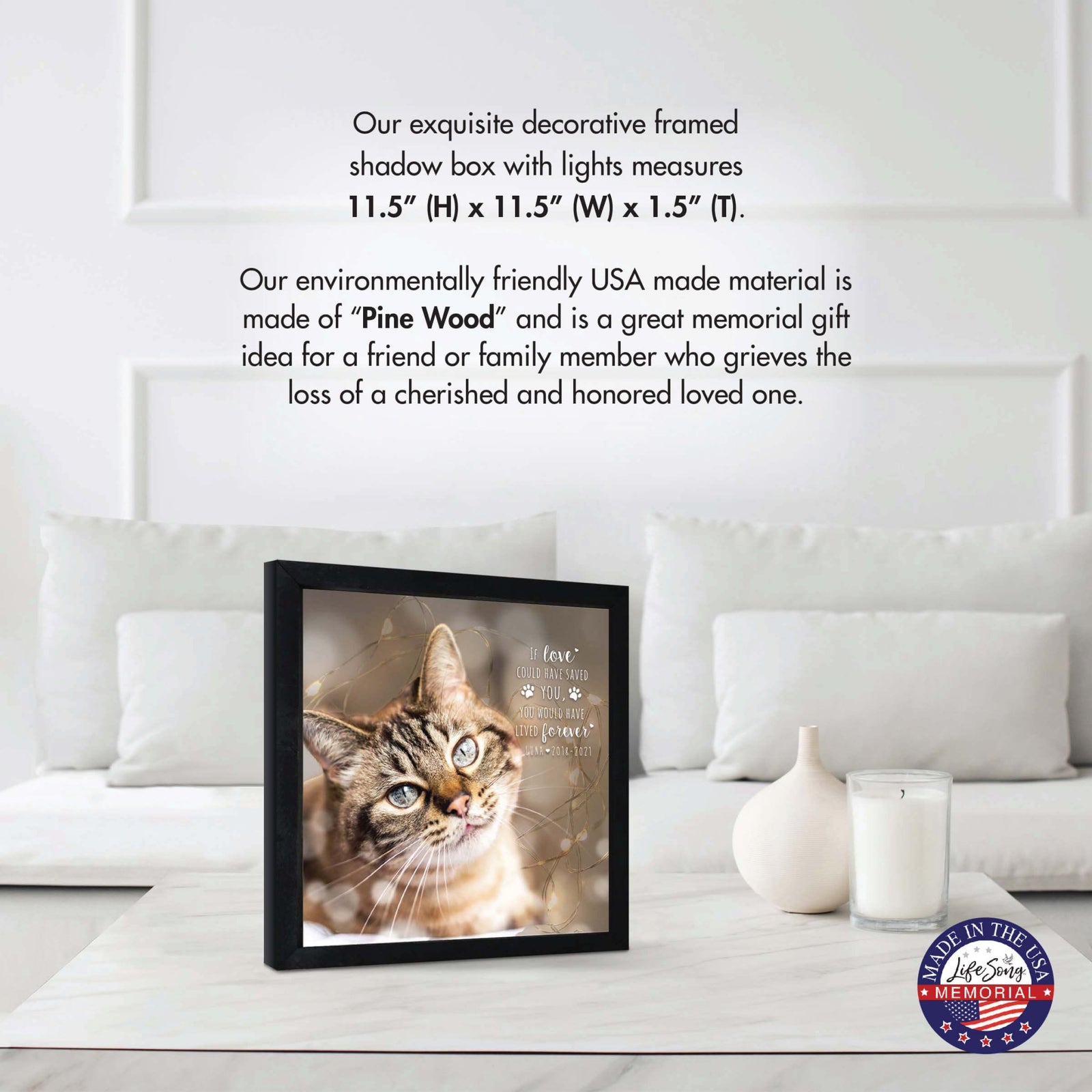 Custom Pet Memorial Framed Shadow Box Wall Décor for the Loss of Beloved Pet - I Love Could Have - LifeSong Milestones