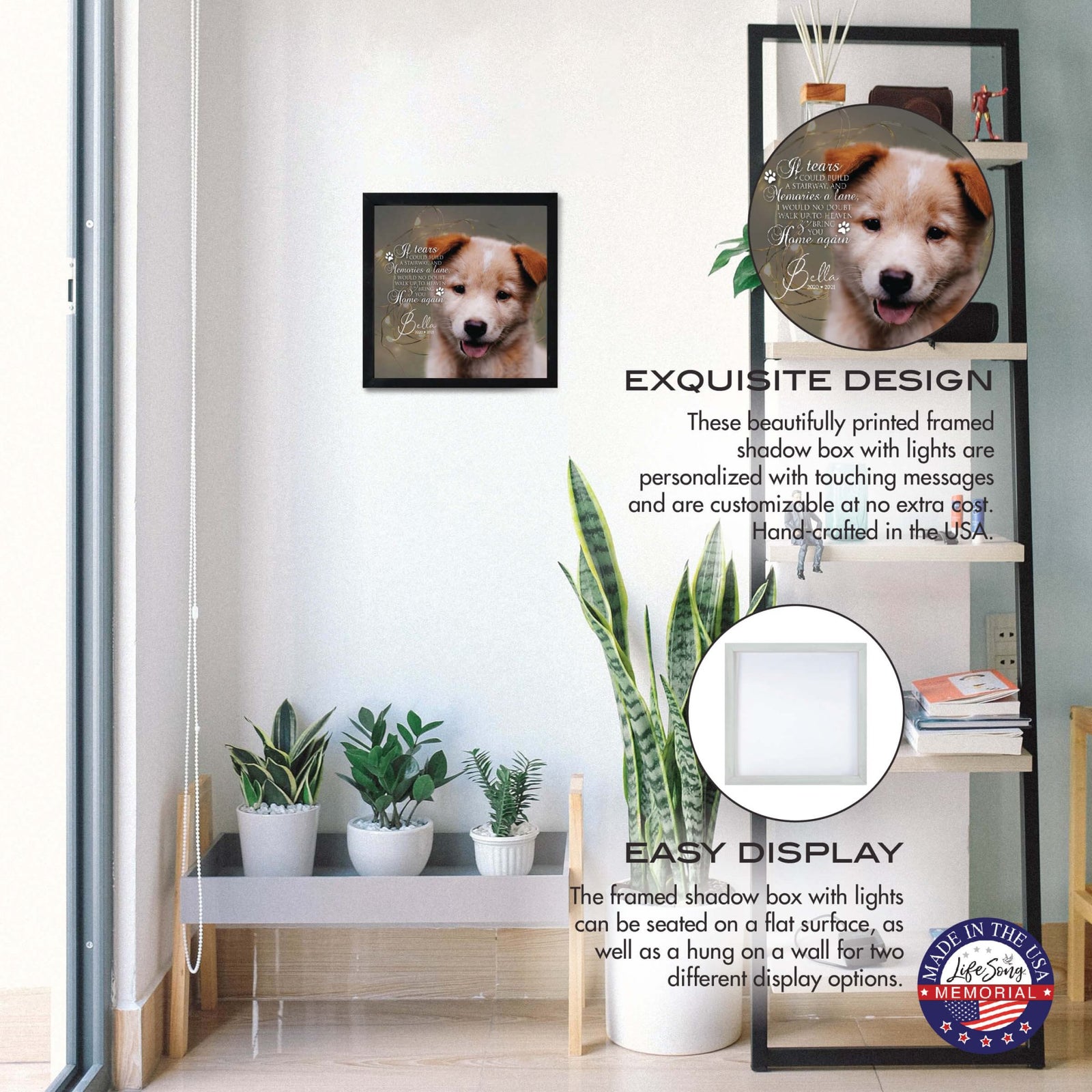 Custom Pet Memorial Framed Shadow Box Wall Décor for the Loss of Beloved Pet - If Tears Could Build - LifeSong Milestones